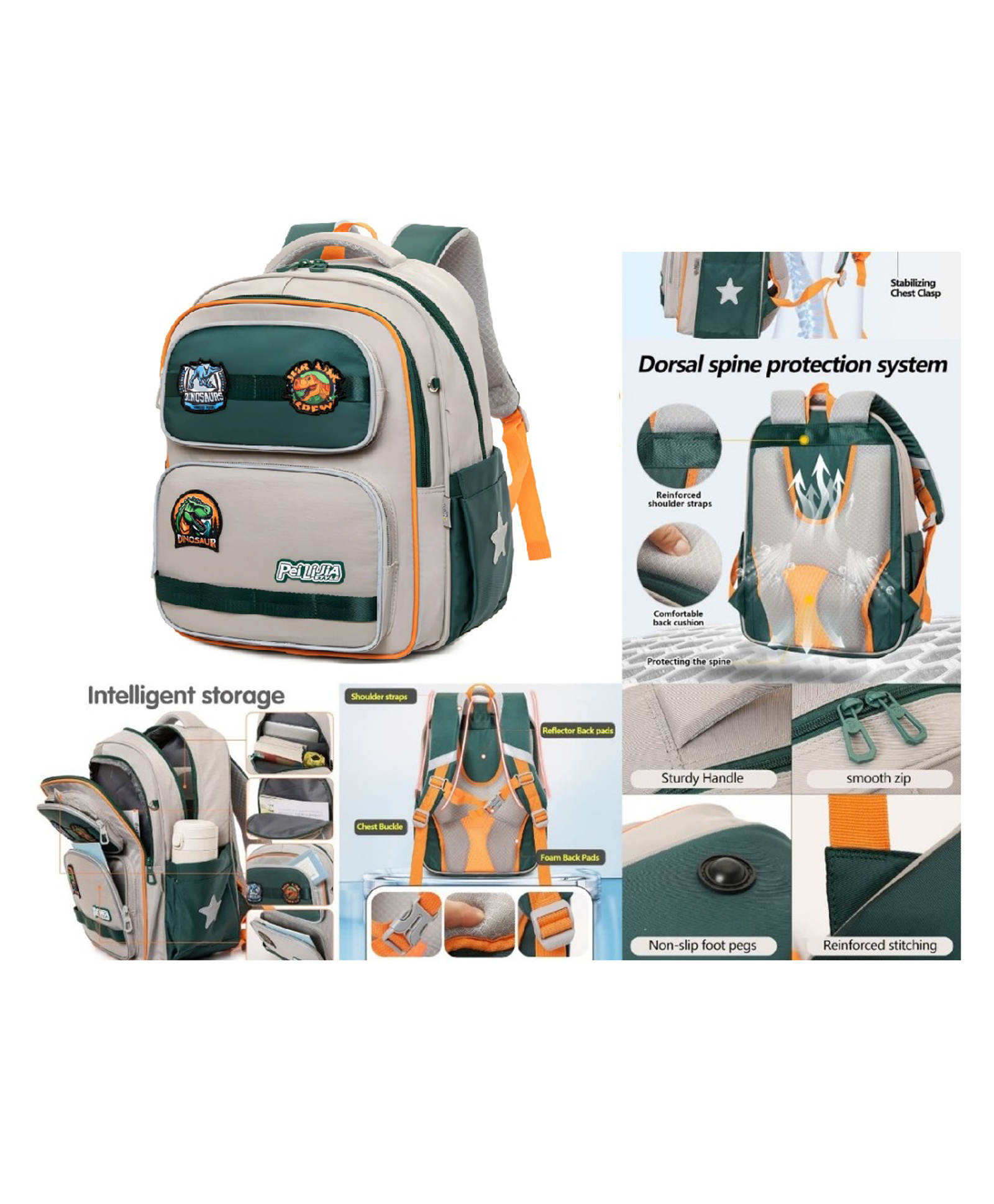 Sanjary 5 year + Kids Dinosaur Bagpack for Kids Stylish Durable Water Resistant School College Bag 16.5 inch color design may vary-picture-29