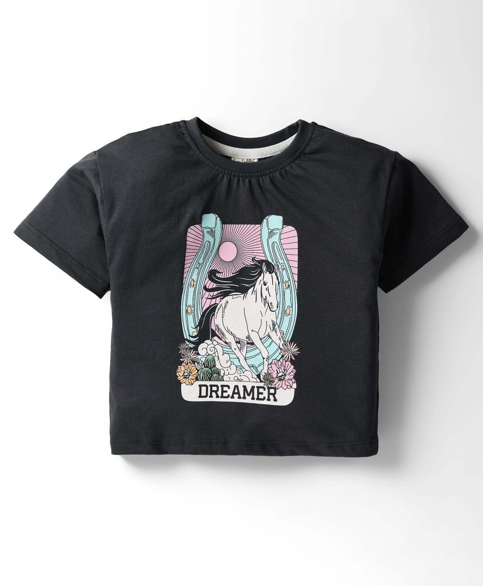 CUCUMBER Sinker Knit Half Sleeves T-Shirt With Horse Print - Charcoal Grey-image-25
