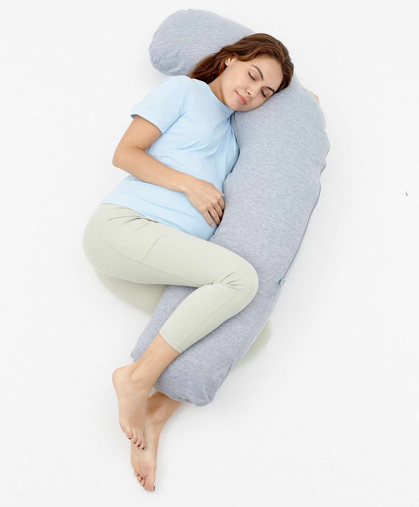 Momcozy Maternity Accessory J Shaped Maternity Body Pillow Grey-picture-23