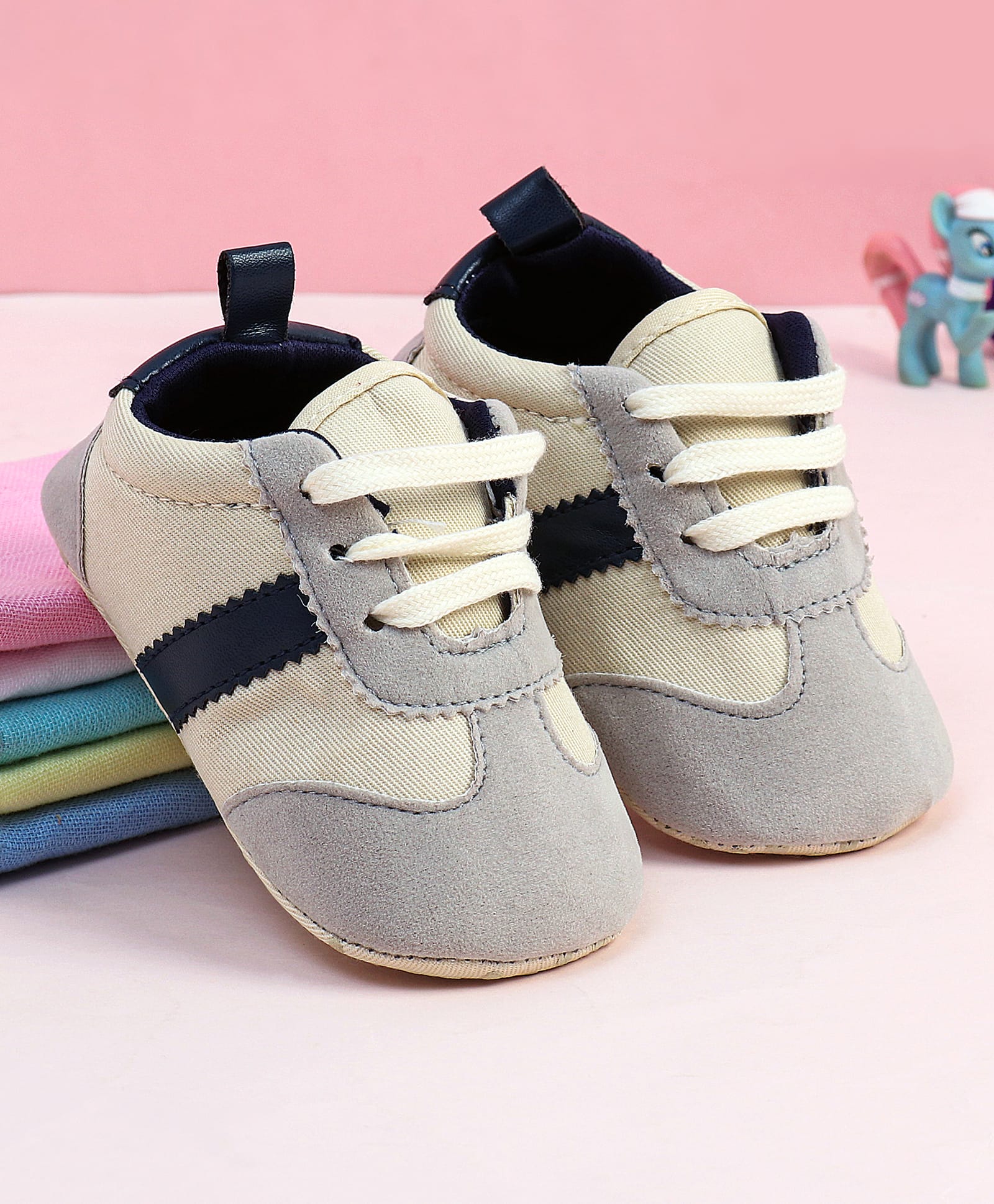 Babyoye Solid Color Slip On Booties - Beige