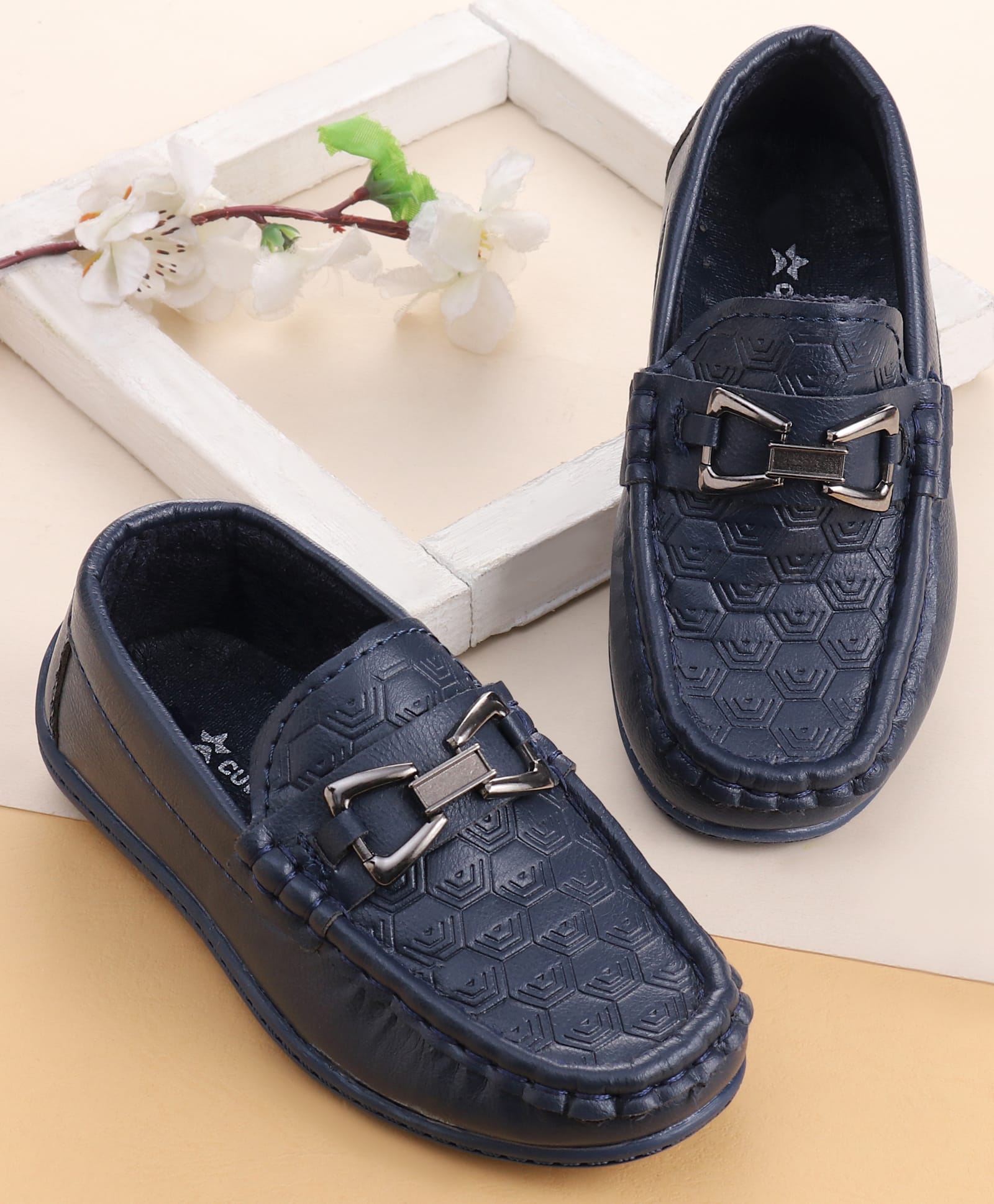 Cute Walk by Babyhug Loafer With Textured Design - Navy Blue