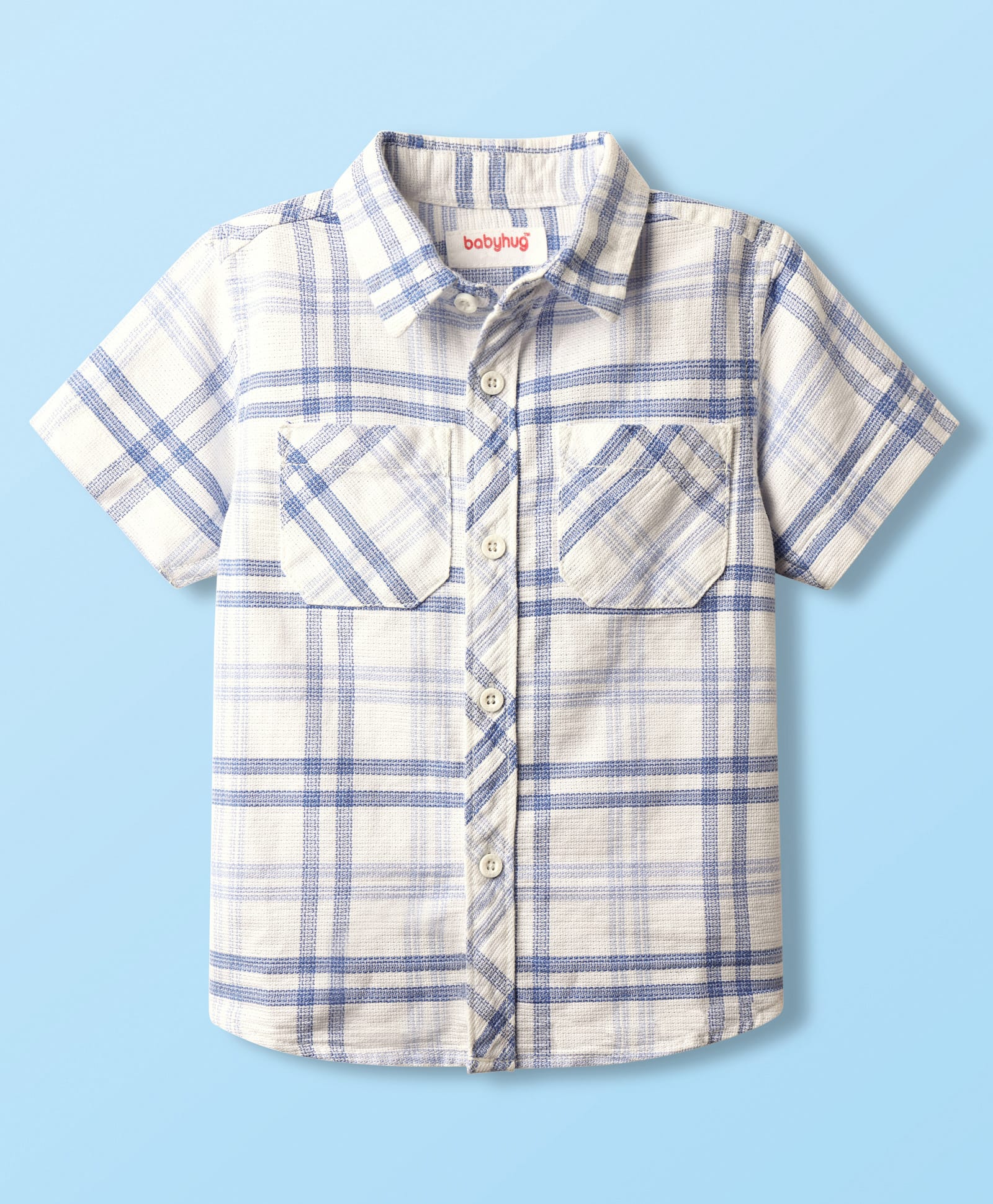 Babyhug Cotton Woven Half Sleeves Checkered Shirt- White-picture-37
