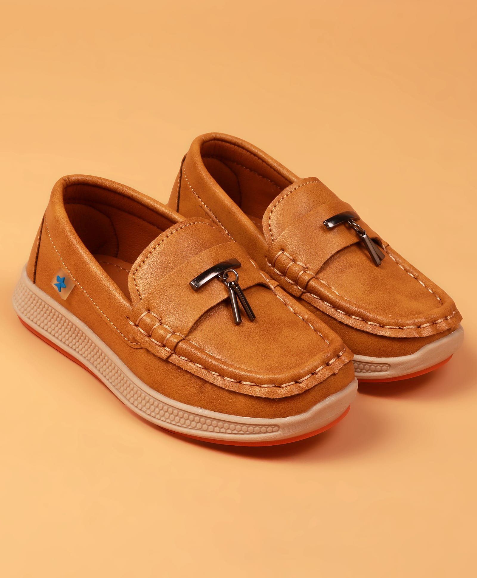 Cute Walk by Babyhug Slip On Solid Coloured Loafers With Applique - Tan-image-19