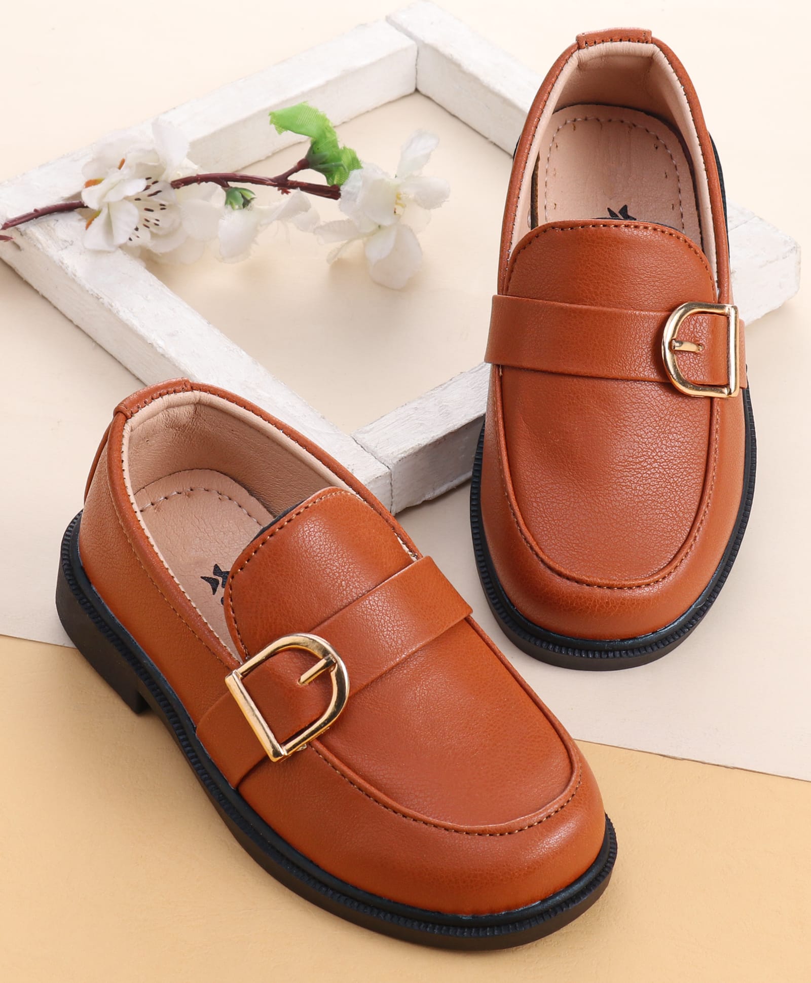 Cute Walk by Babyhug Slip On Solid Coloured Loafers - Tan-picture-28