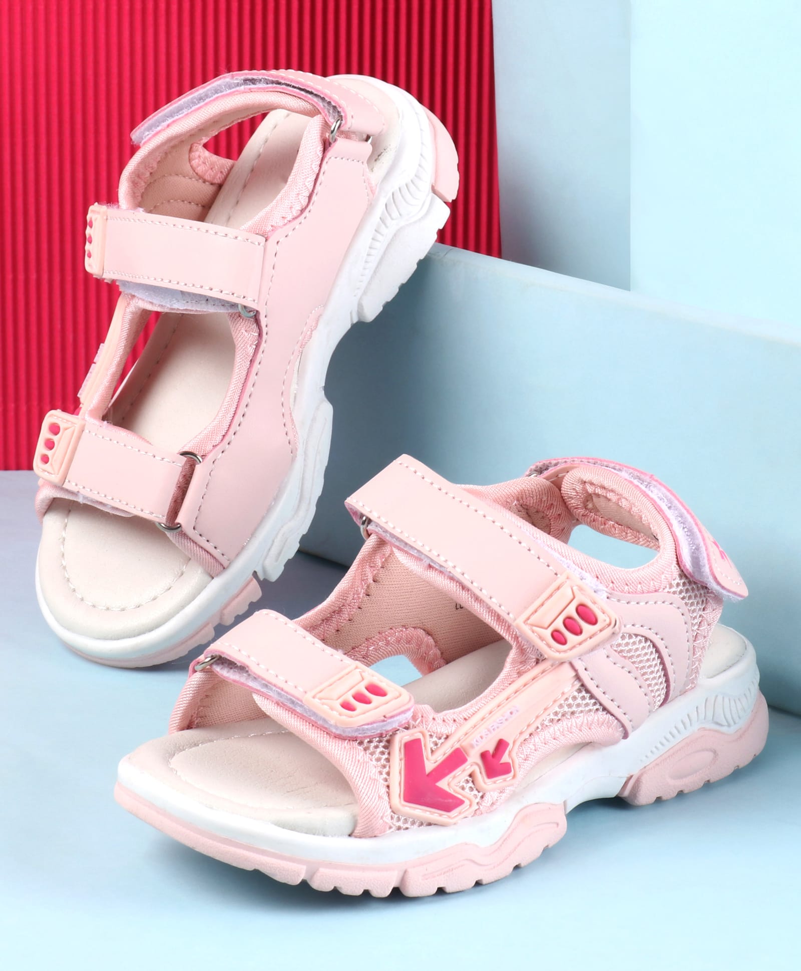 Cute Walk by Babyhug Velcro Closure Sandals With Arrow Applique - Pink-image-48