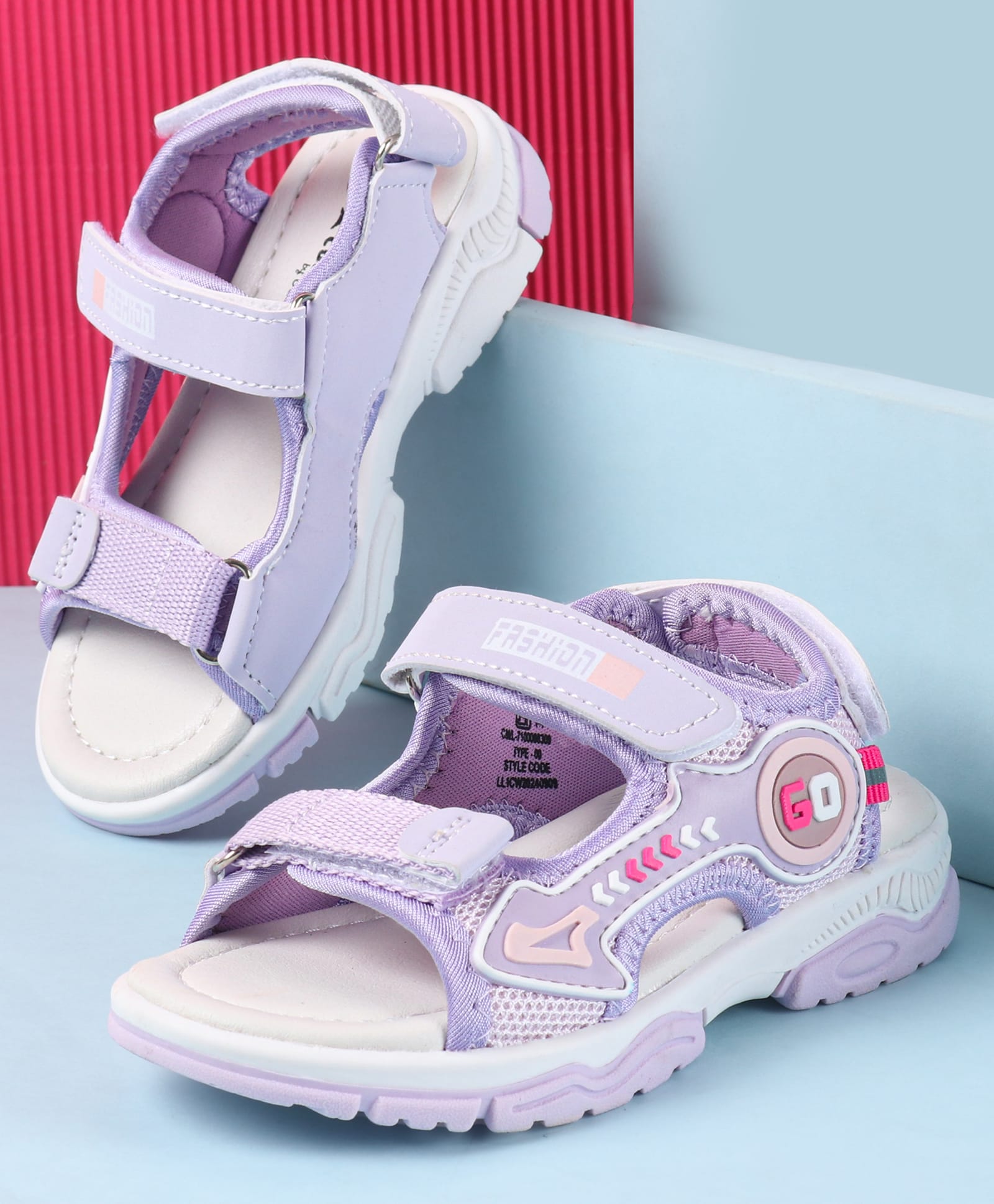 Cute Walk by Babyhug Velcro Closure Sandals with Text Print - Purple-picture-28