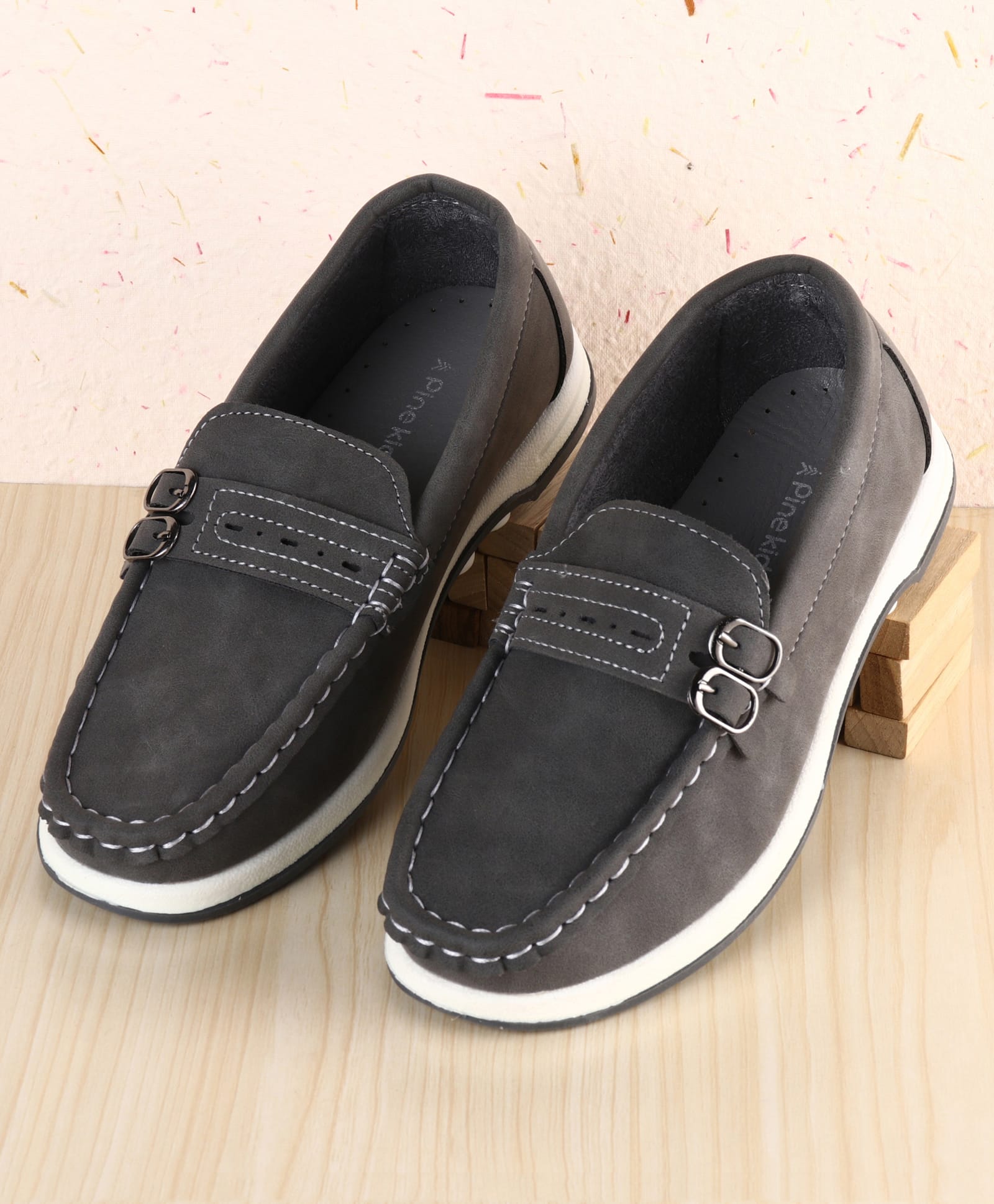 Pine Kids Slip On Formal Loafer Shoes - Grey-picture-36