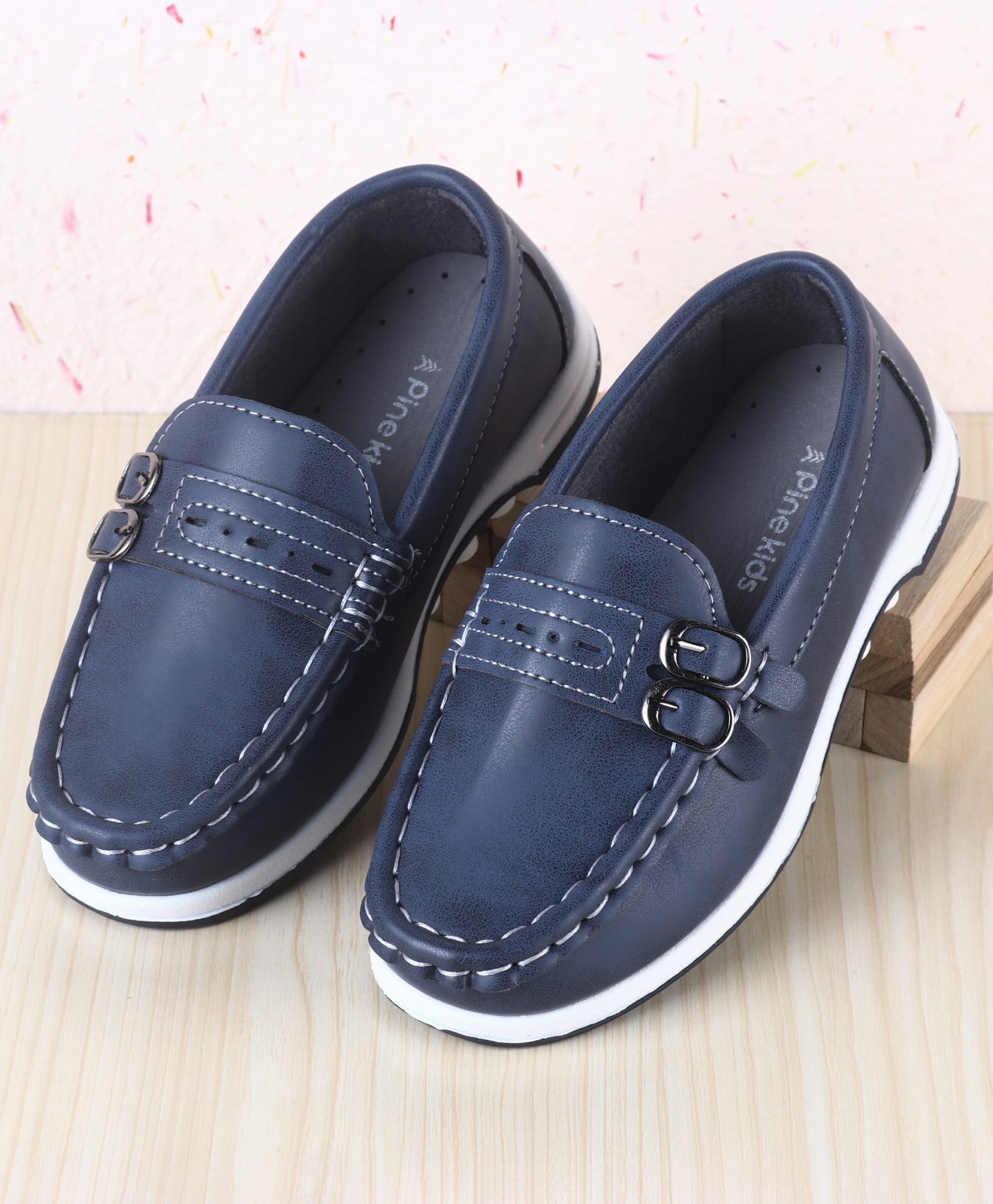 Pine Kids Slip On Formal Loafer Shoes - Navy Blue-picture-12
