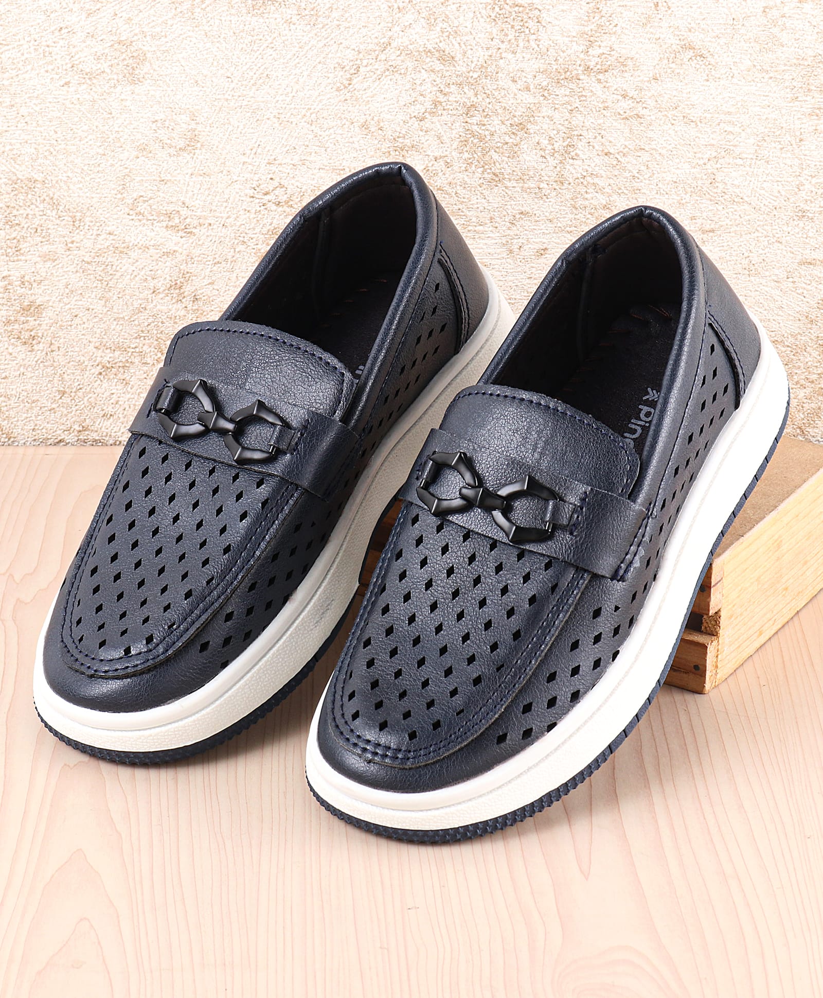 Pine Kids Slip On Solid Coloured Loafers - Navy Blue-picture-14