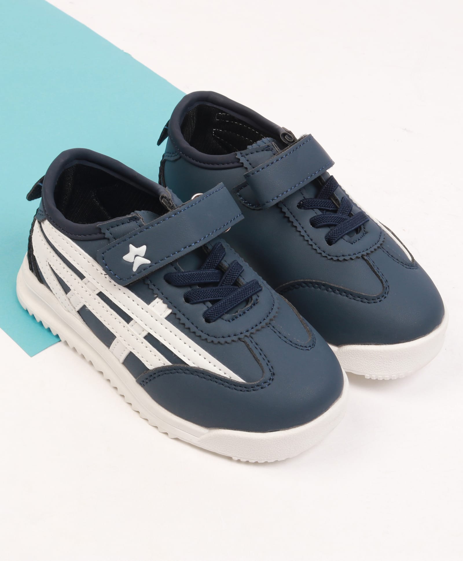 Cute Walk by Babyhug Velcro Closure Sneakers with Stripes - Navy Blue-picture-28