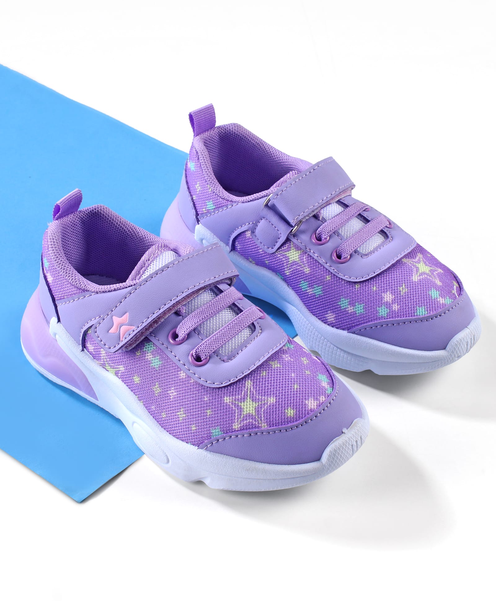 Cute Walk by Babyhug Velcro Closure Sneaker Shoes With Star Print - Purple-picture-16