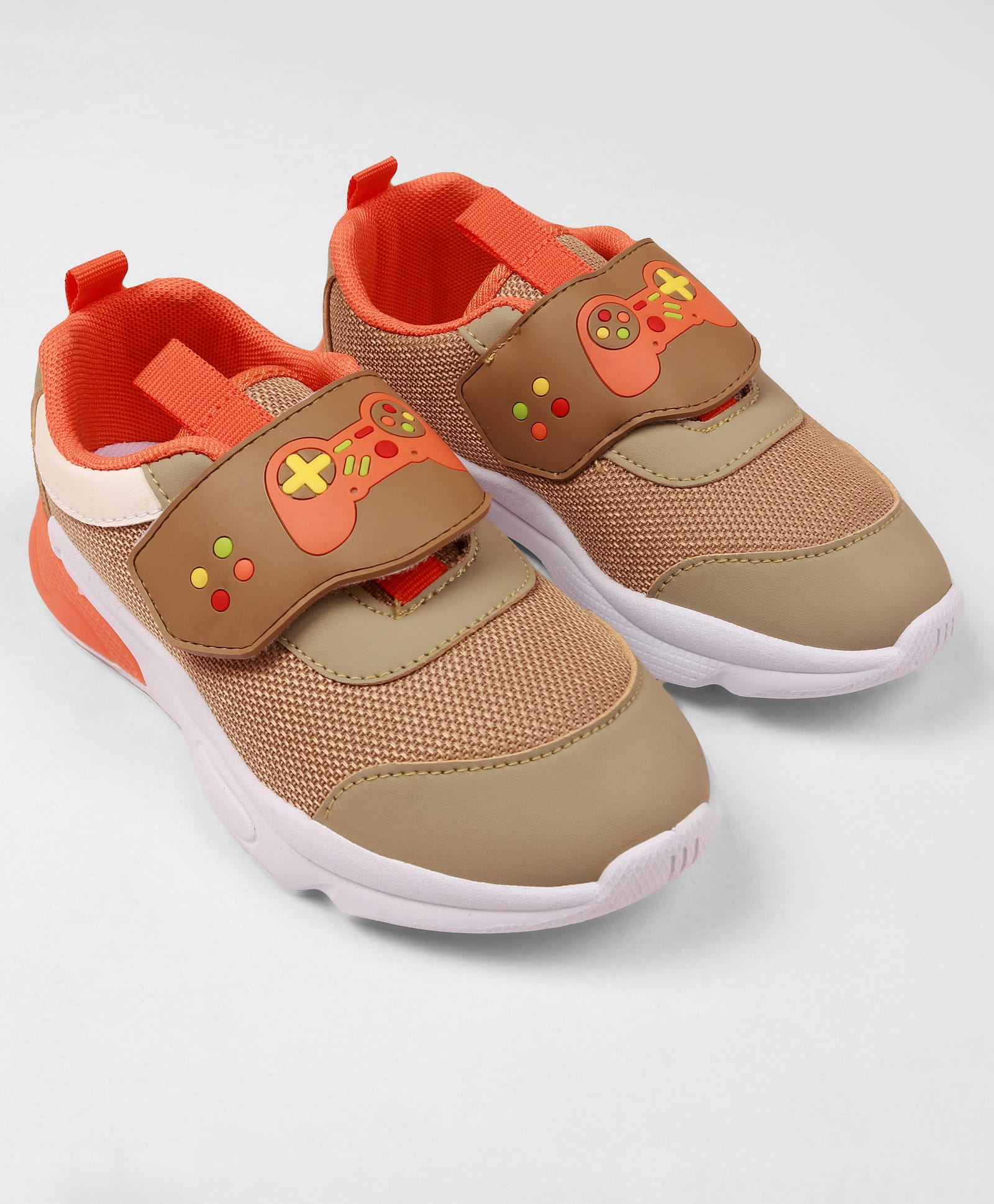 Cute Walk by Babyhug Velcro Closure Sneaker Shoes With Gaming Remote Control Print - Khaki-image-25