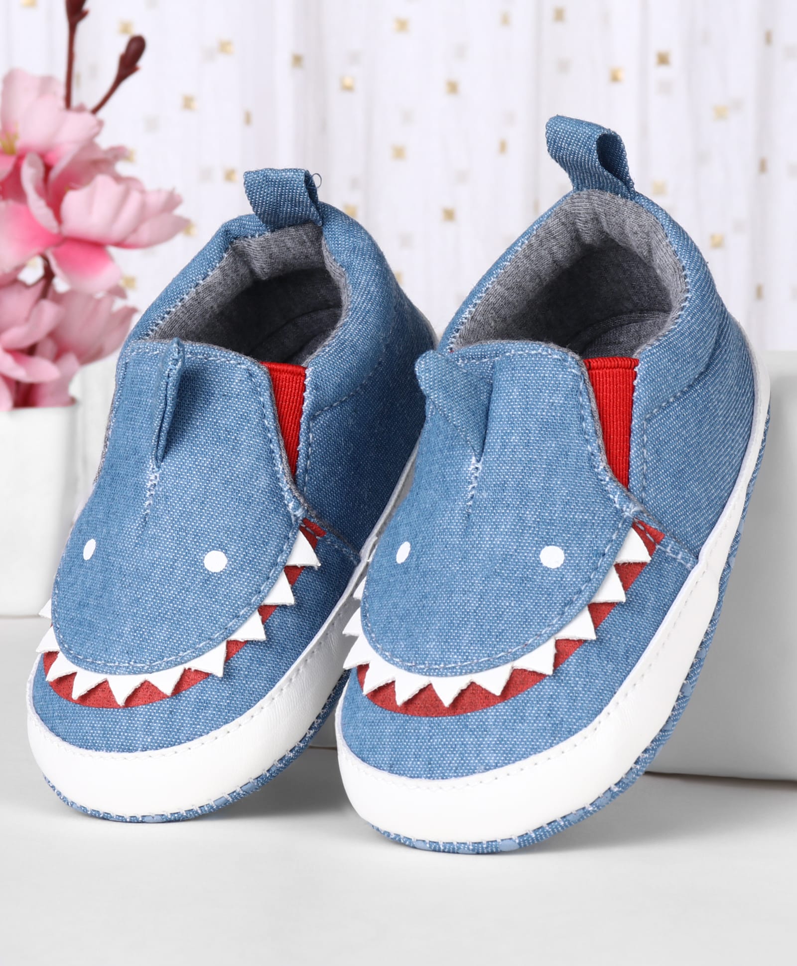 Cute Walk by Babyhug Slip On Booties with Shark Design - Blue-image-35