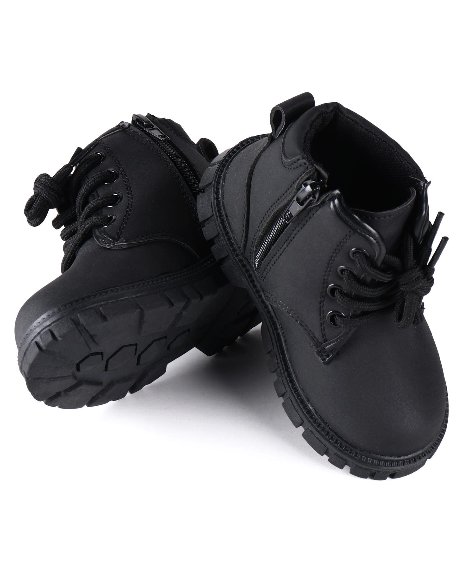 Babyoye Winter Boots With Zipper Closure & Lace Up Closure - Black