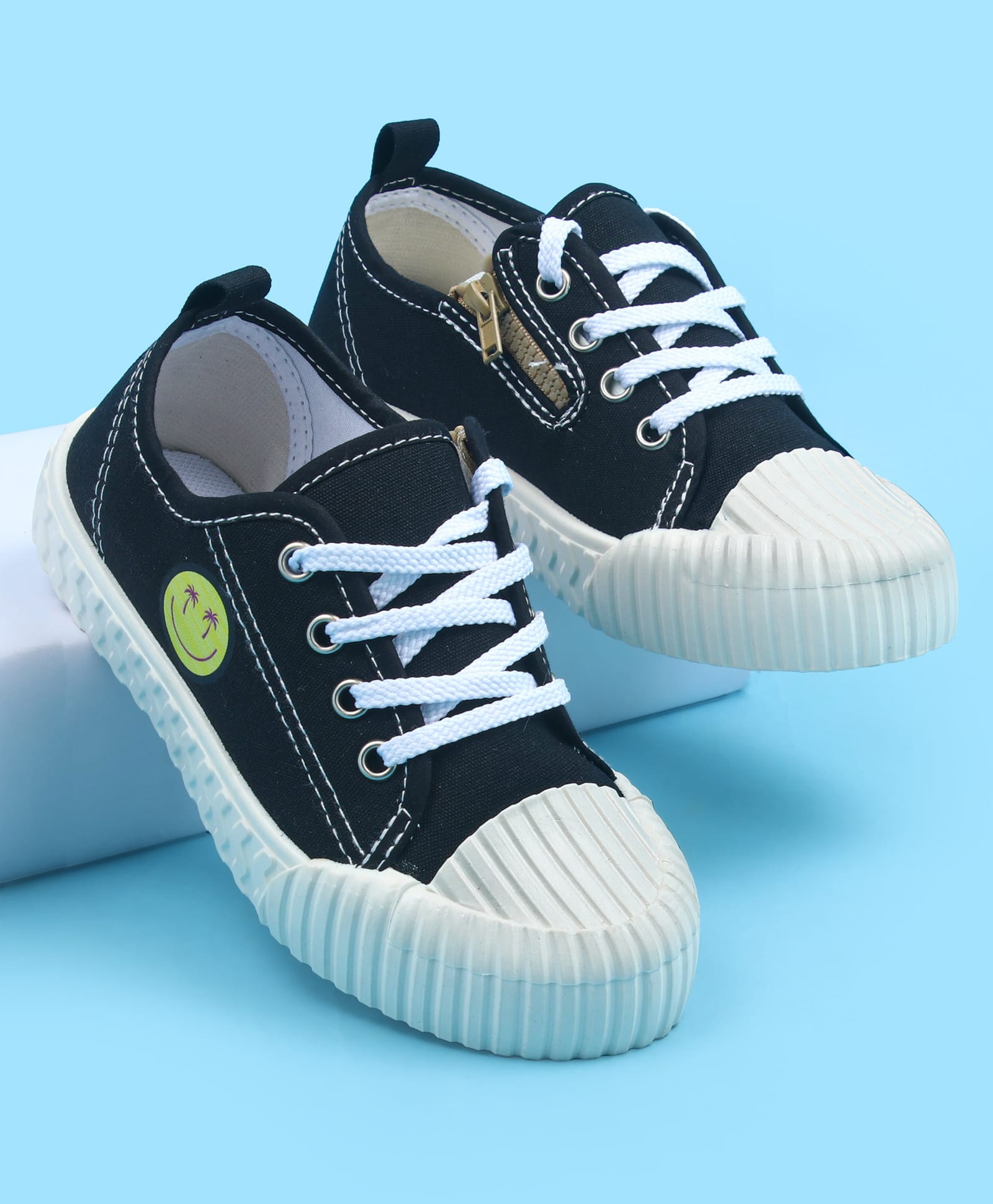 Pine Kids Casual Shoes With Zipper & Lace Up Closure - Black-picture-27