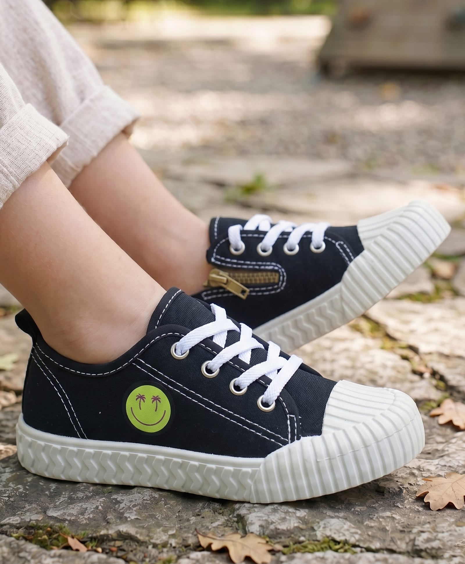 Pine Kids Casual Shoes With Zipper & Lace Up Closure - Black-picture-41