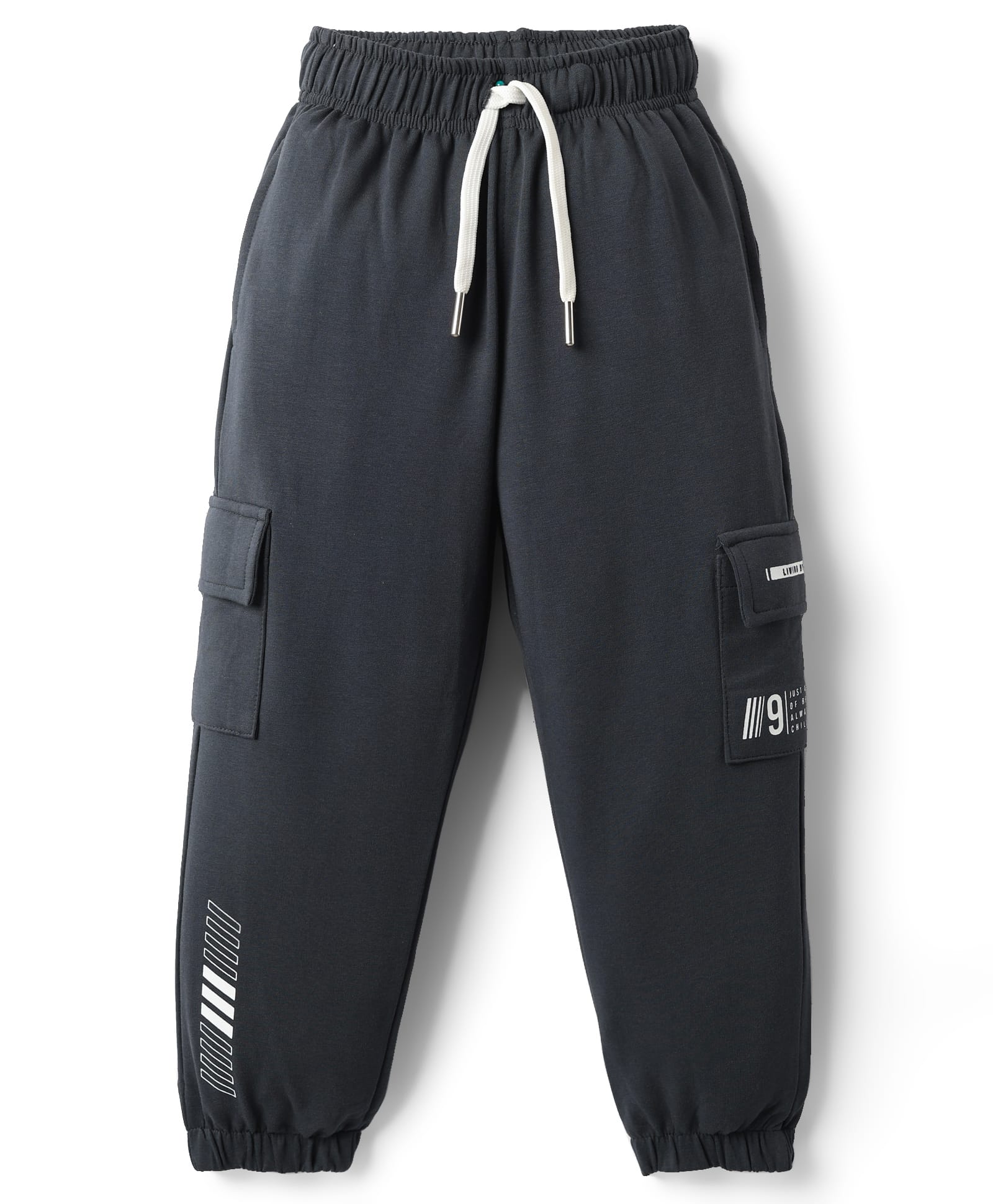 Smarty Boys Looper Knit Full Length Lounge Pant With Text Print - Charcoal Grey-picture-28