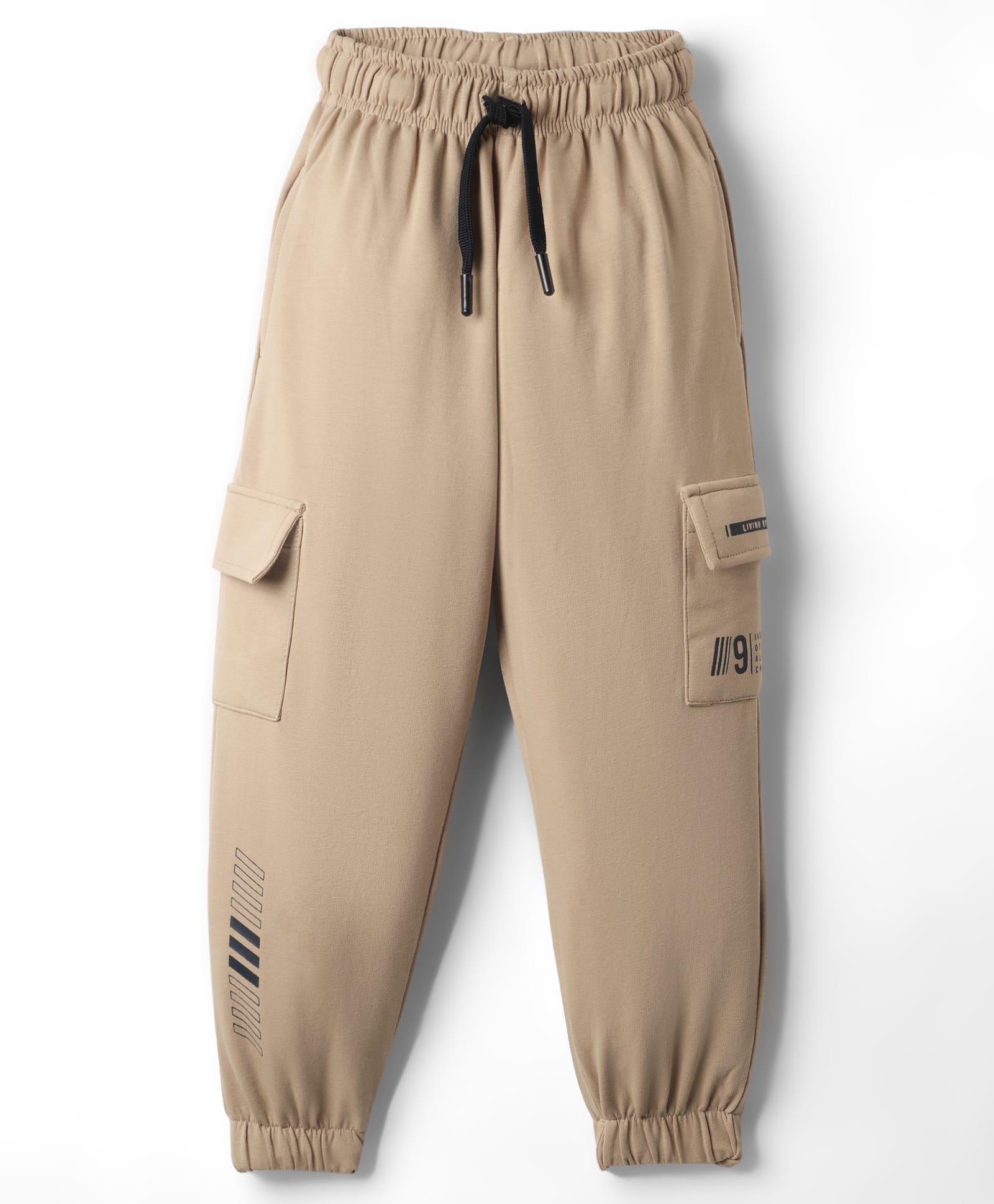 Smarty Boys Looper Knit Full Length Lounge Pant With Text Print - Khaki-picture-19