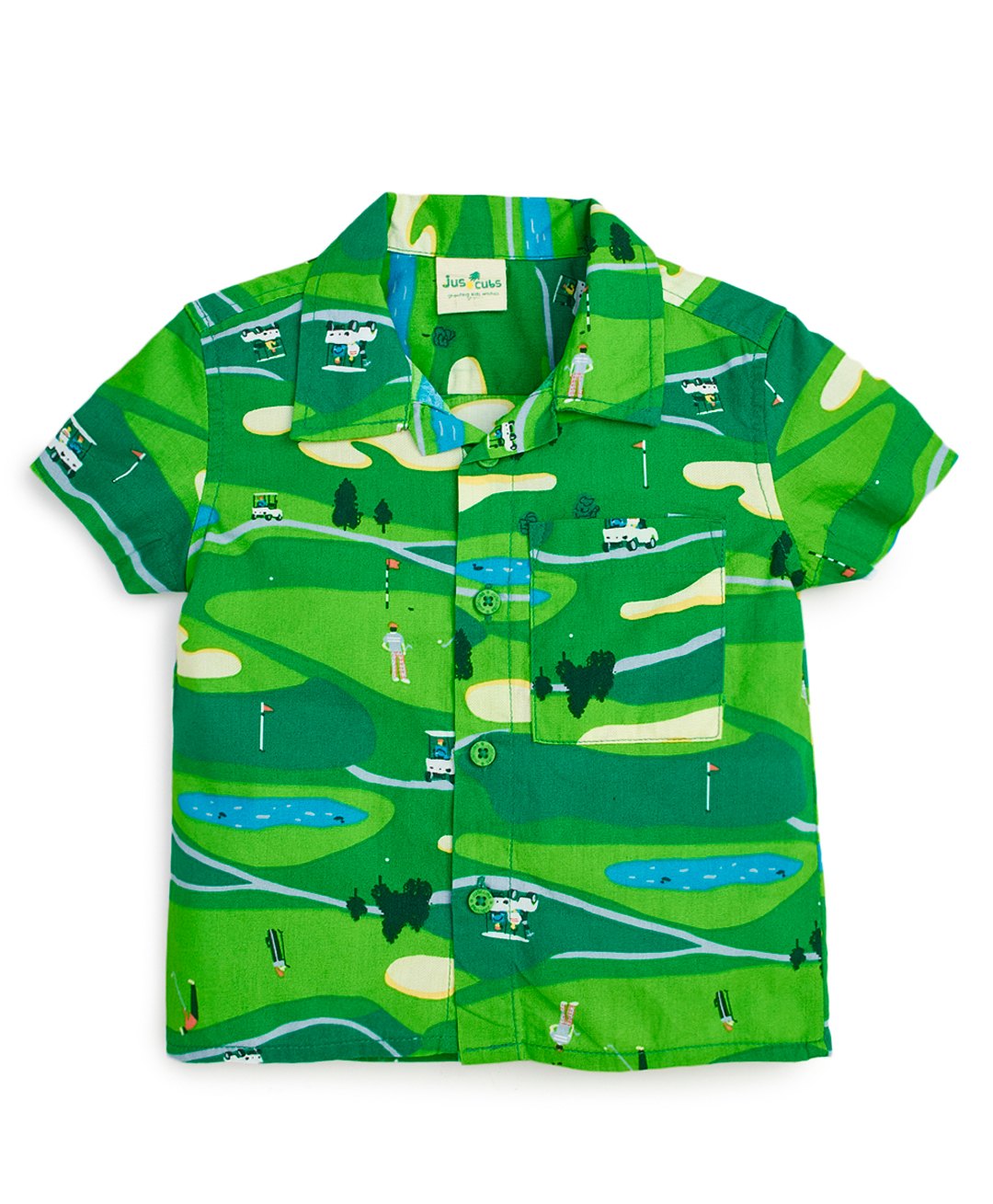 JusCubs Cotton Woven Half Sleeves Golf Field Printed Shirt - Green-picture-35