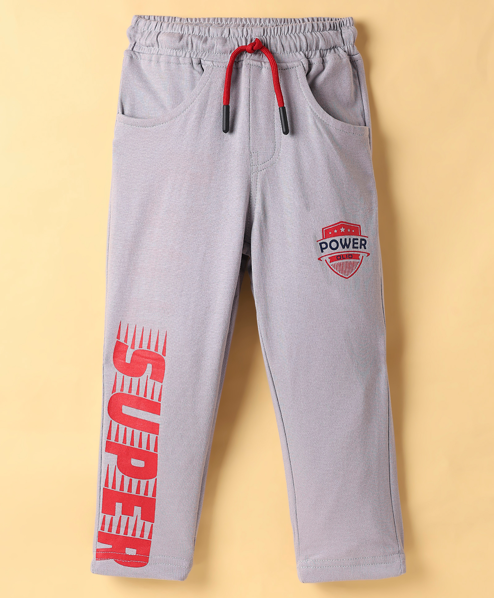 Olio Kids Looper Knit Full Length Printed Track Pant - Grey-image-43