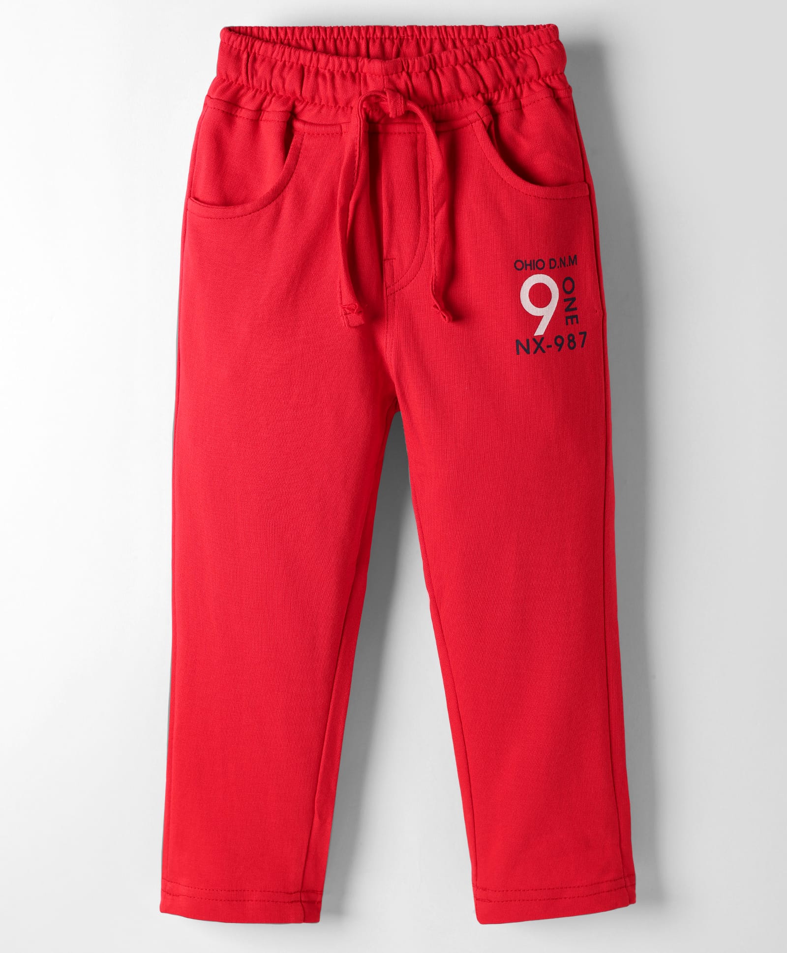Olio Kids Looper Knit Full Length Lounge Pant With Text Print - Red-picture-20