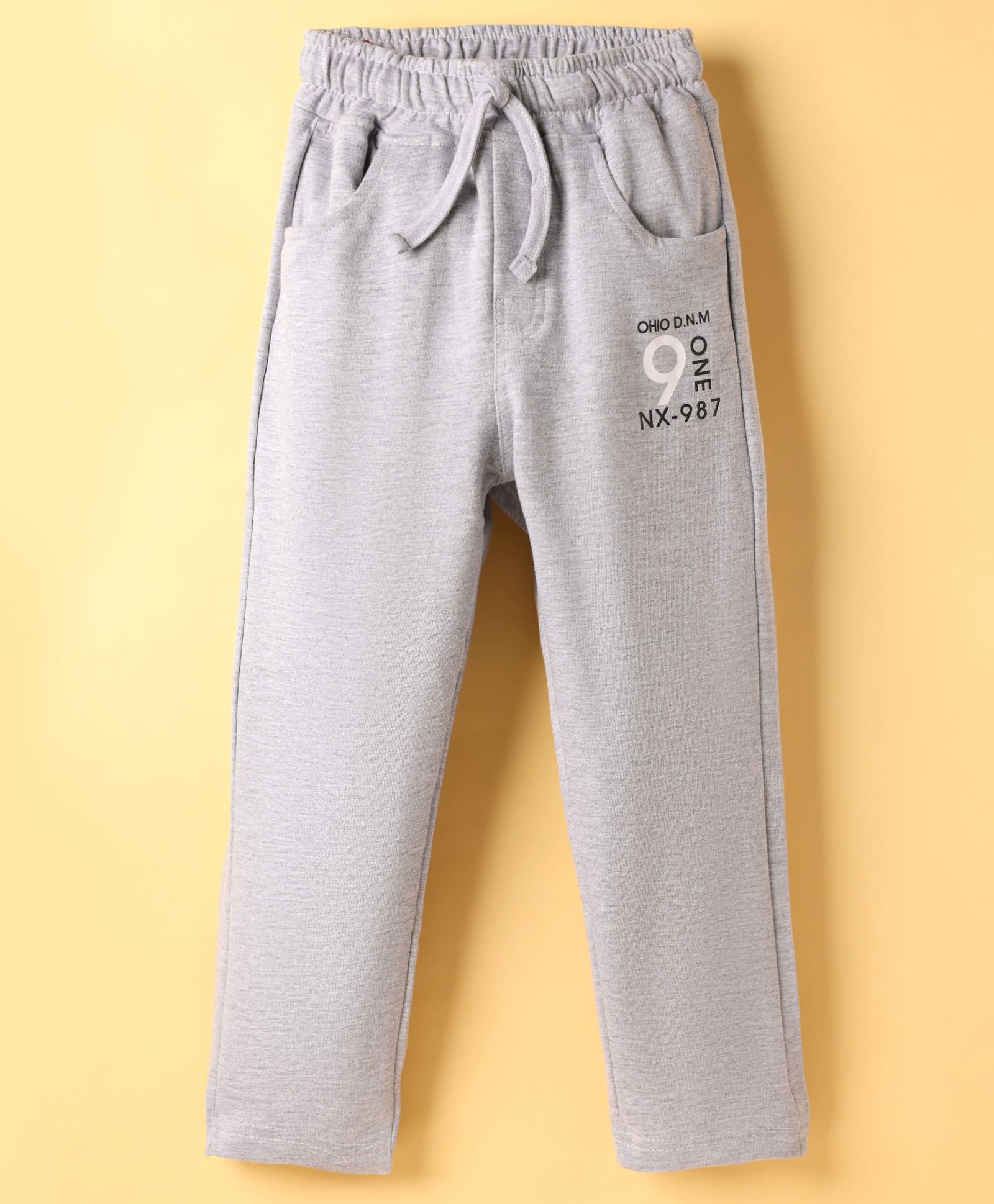 Olio Kids Looper Knit Full Length Lounge Pant With Text Print - Light Grey-picture-22