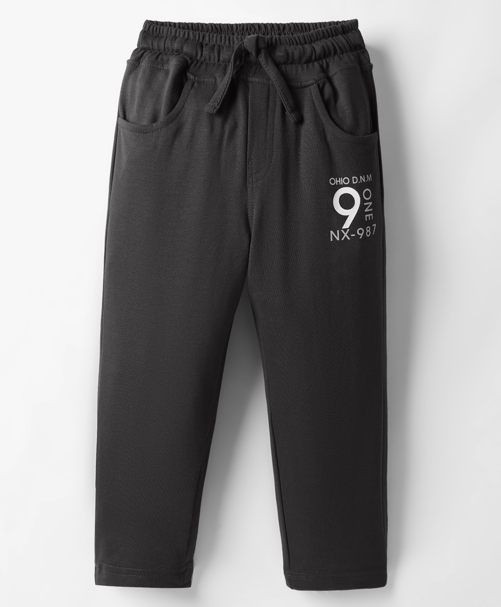 Olio Kids Looper Knit Full Length Lounge Pant With Text Print - Black-image-49