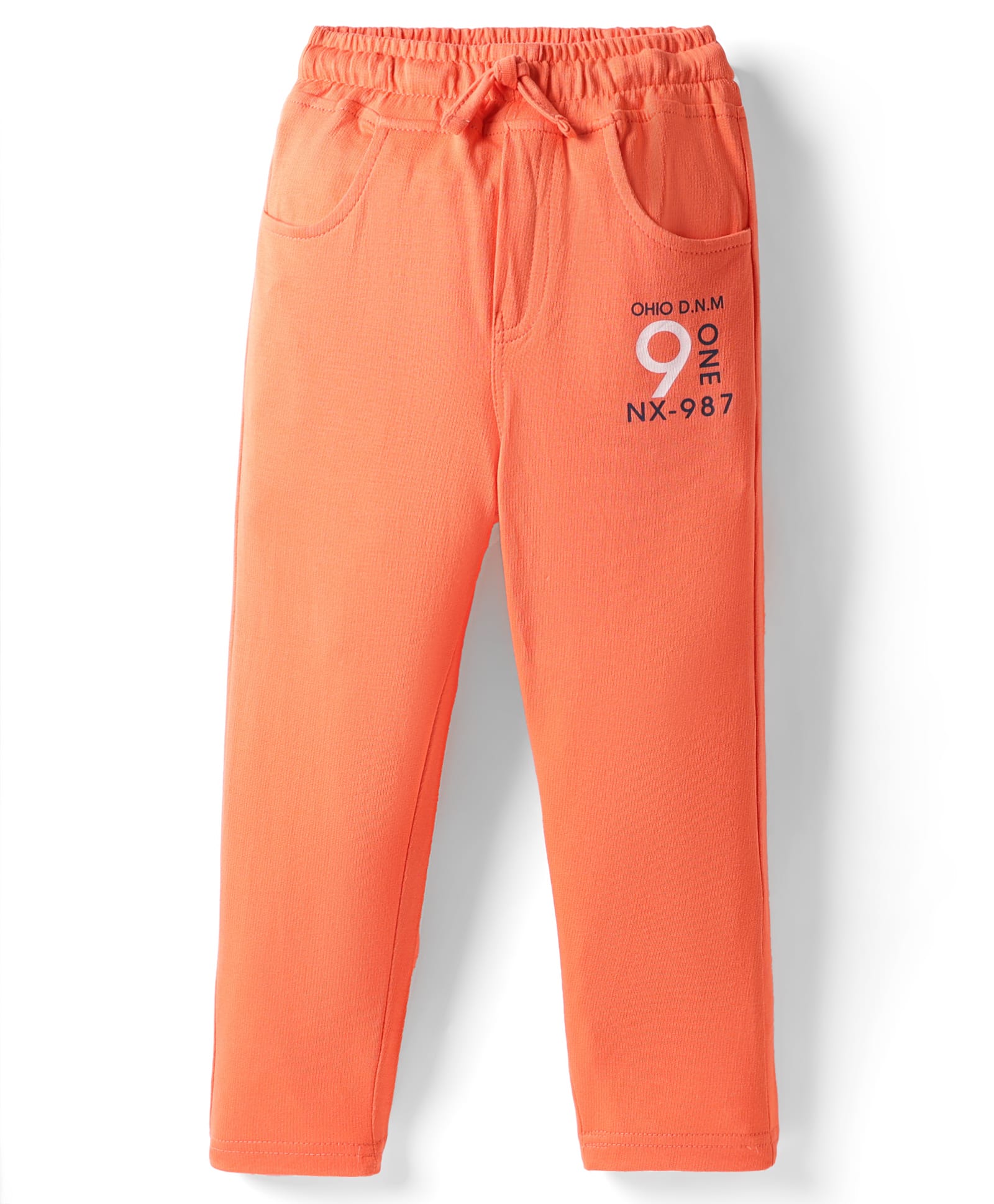 Olio Kids Looper Knit Full Length Lounge Pant With Text Print - Orange-picture-22