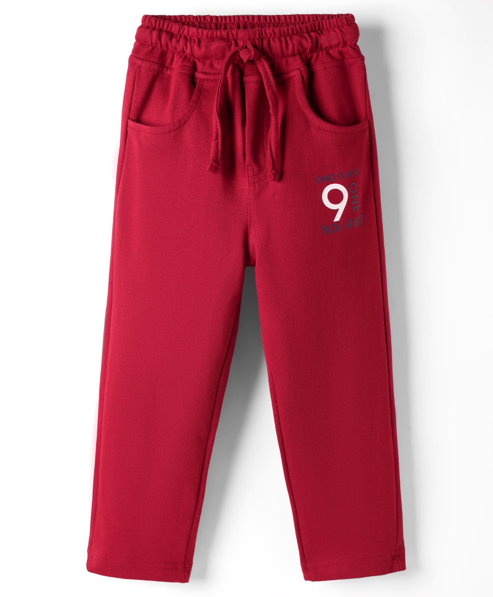 Olio Kids Looper Knit Full Length Lounge Pant With Text Print - Dark Red-picture-6