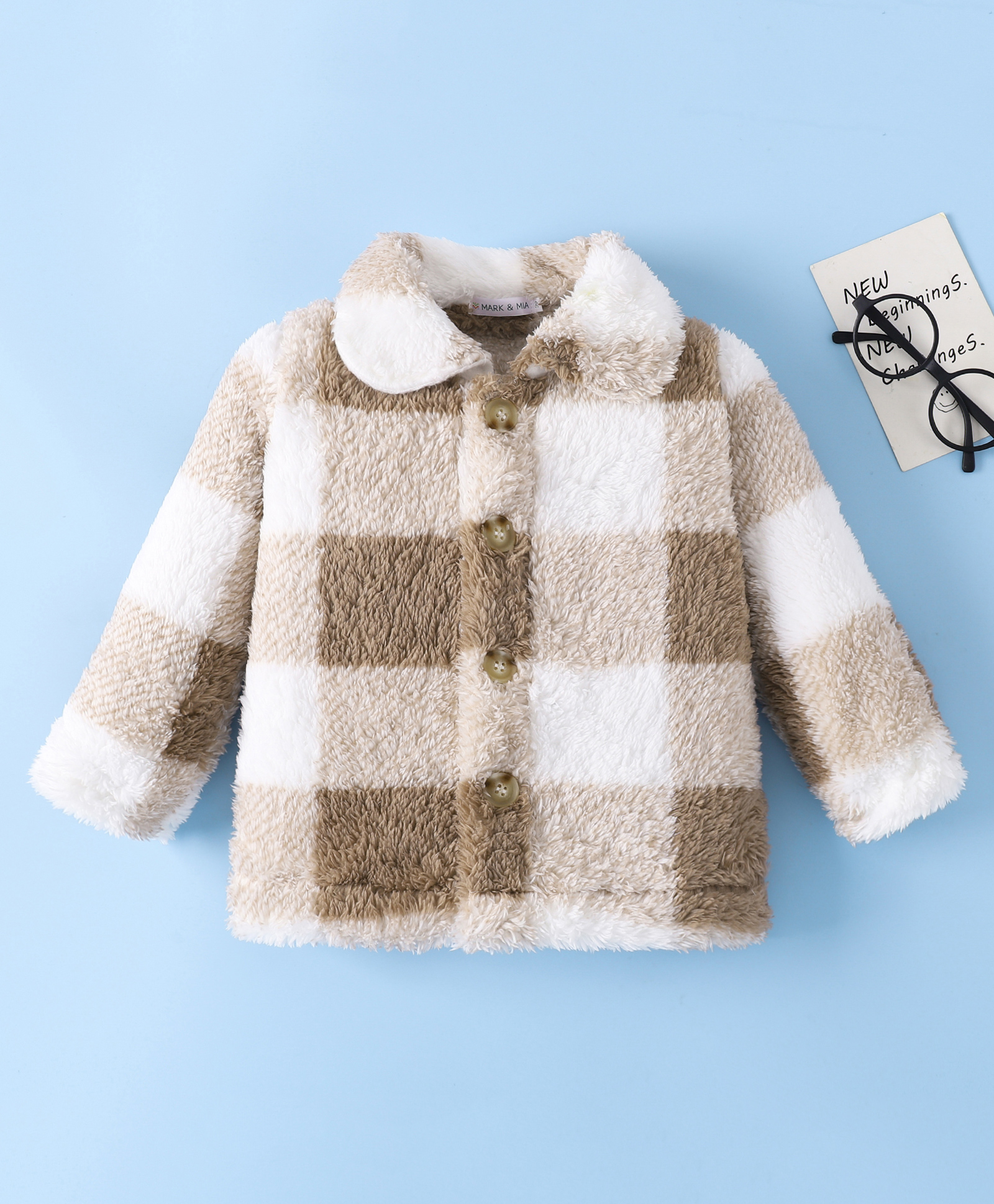 Mark & Mia Full Sleeves Winter Jacket with Checks - Tan-picture-12