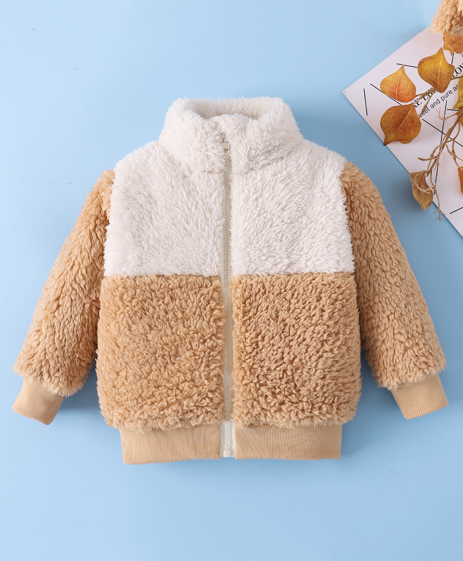 Mark & Mia Full Sleeves Color Block Winter Jacket - Tan & Beige-picture-20