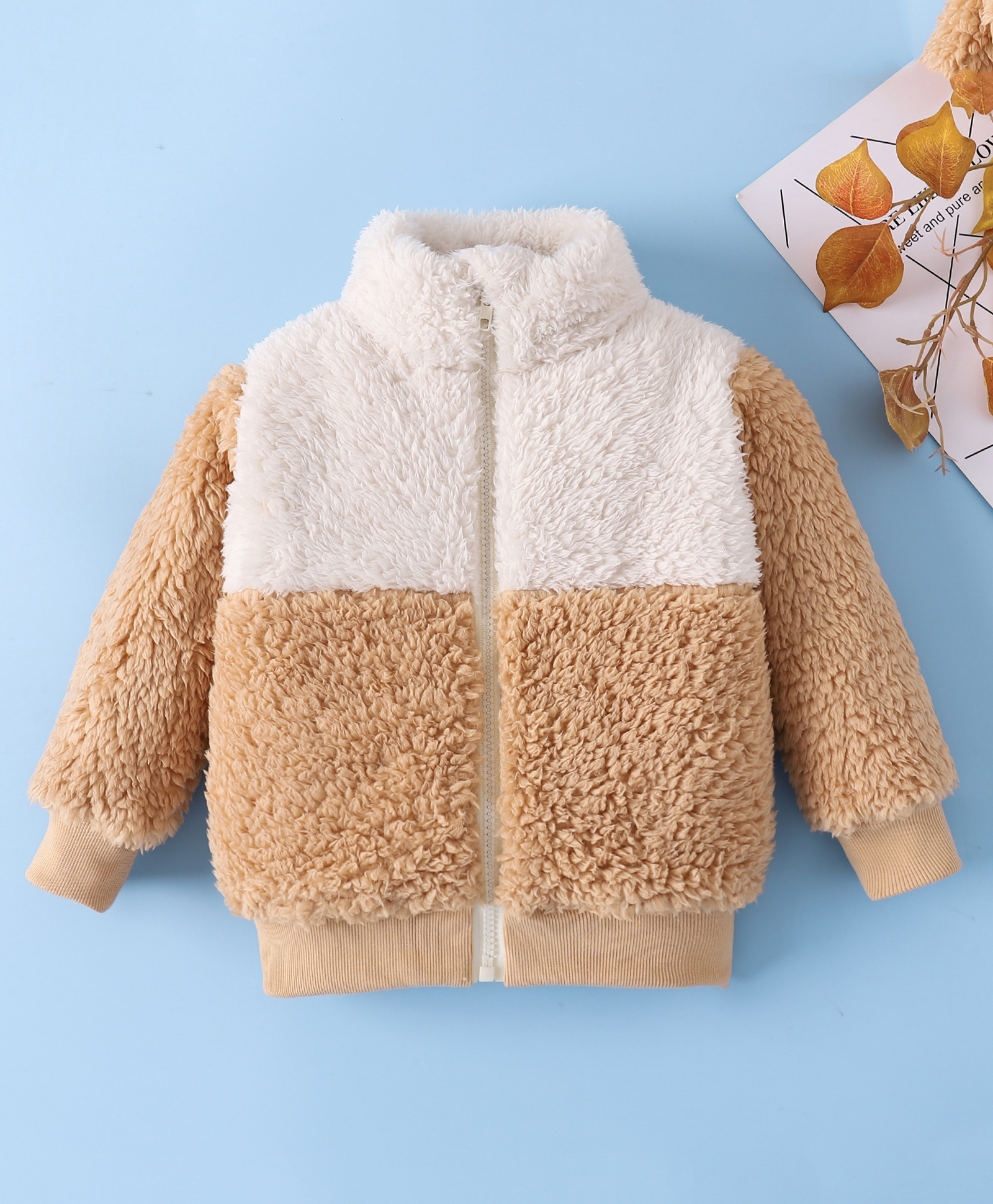 Mark & Mia Full Sleeves Color Block Jacket - Tan & Beige-image-33
