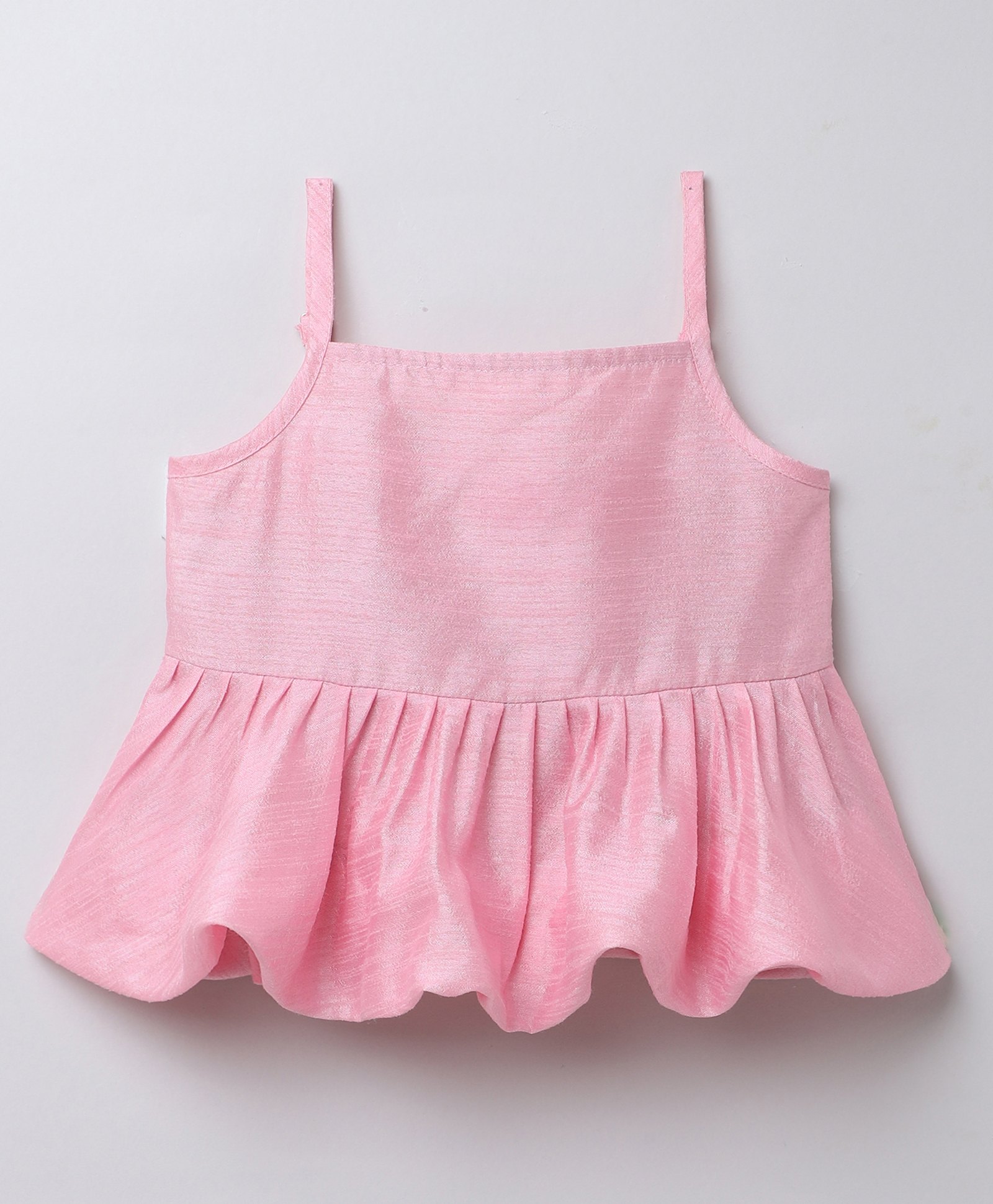 Taffykids Silk Woven Sleeveless Solid Peplum Top - Pink-picture-15
