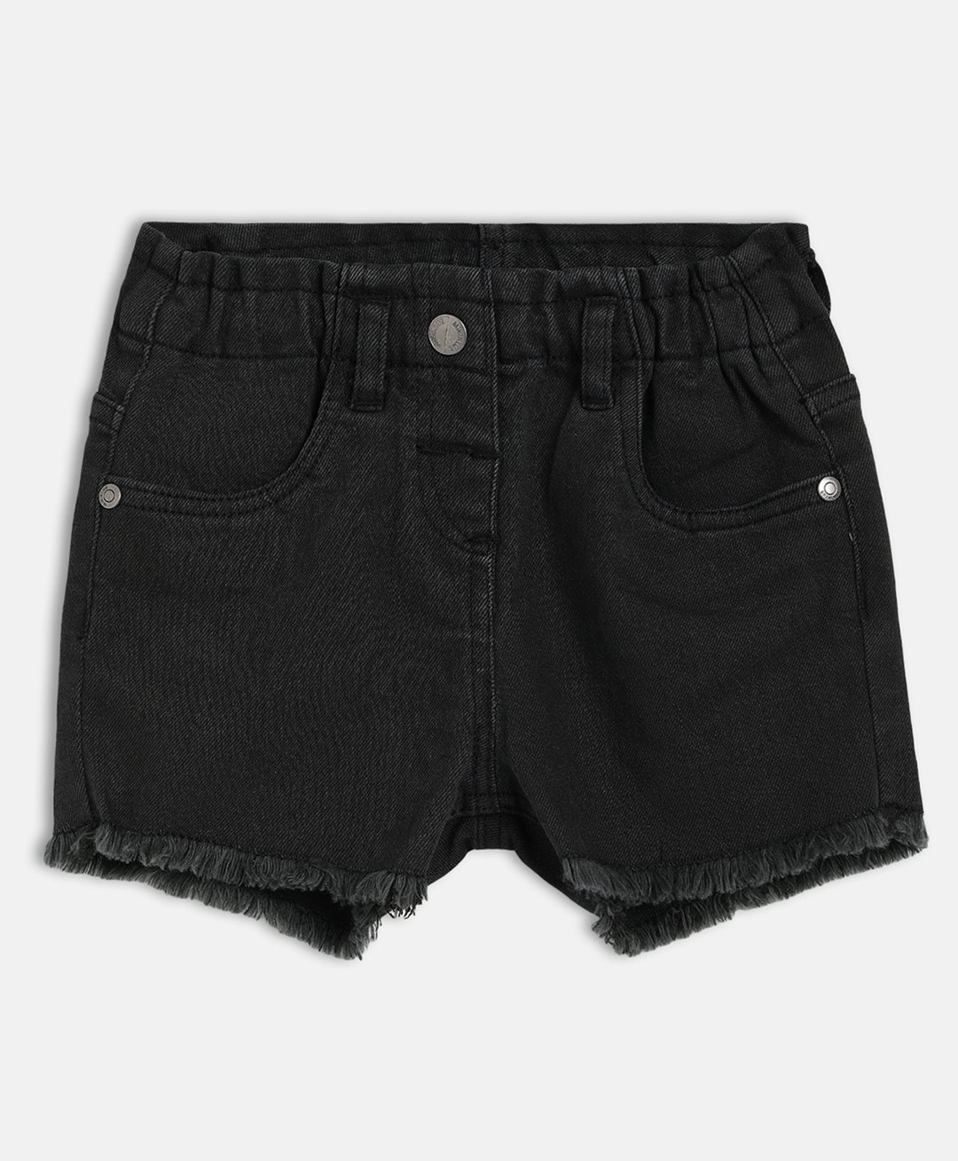 MINI KLUB Cotton Woven Solid Frayed Shorts - Black-picture-25