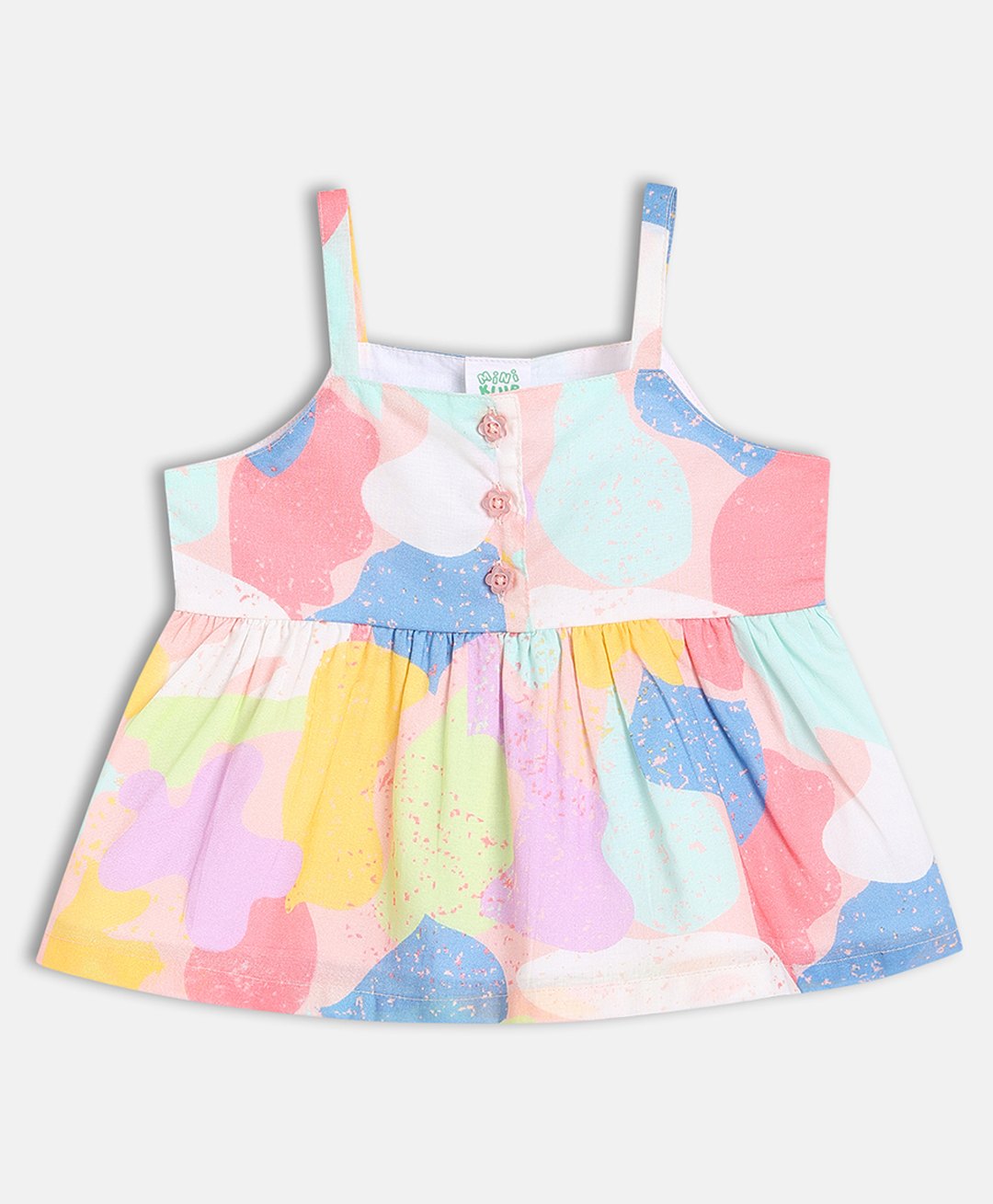MINI KLUB Cotton Sleeveless Abstract Printed Top - Pink & Blue-picture-12