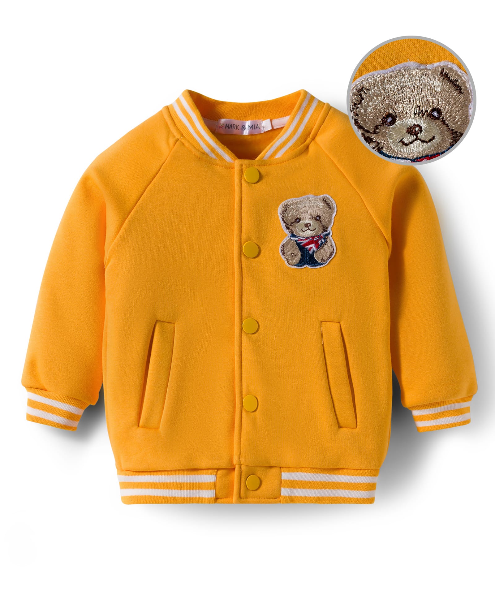 Mark & Mia Full Raglan Sleeves Bomber Jacket With Teddy Bear Patch - Yellow-picture-27