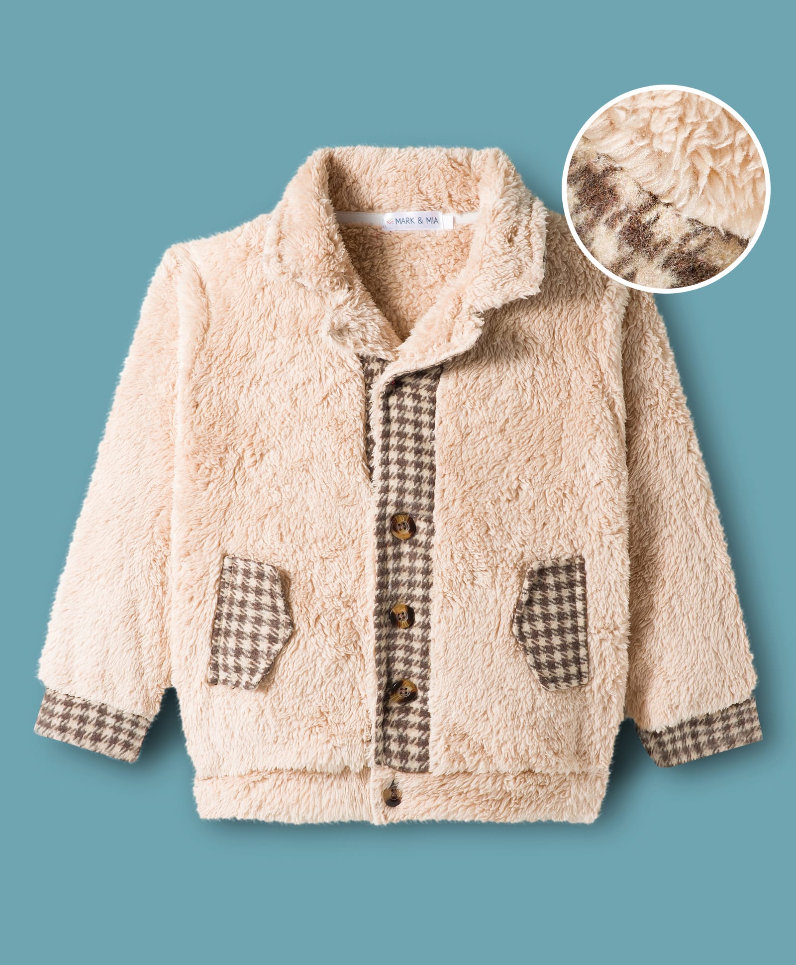 Mark & Mia Full Sleeves Fur Solid Winter Jacket - Khaki-picture-15