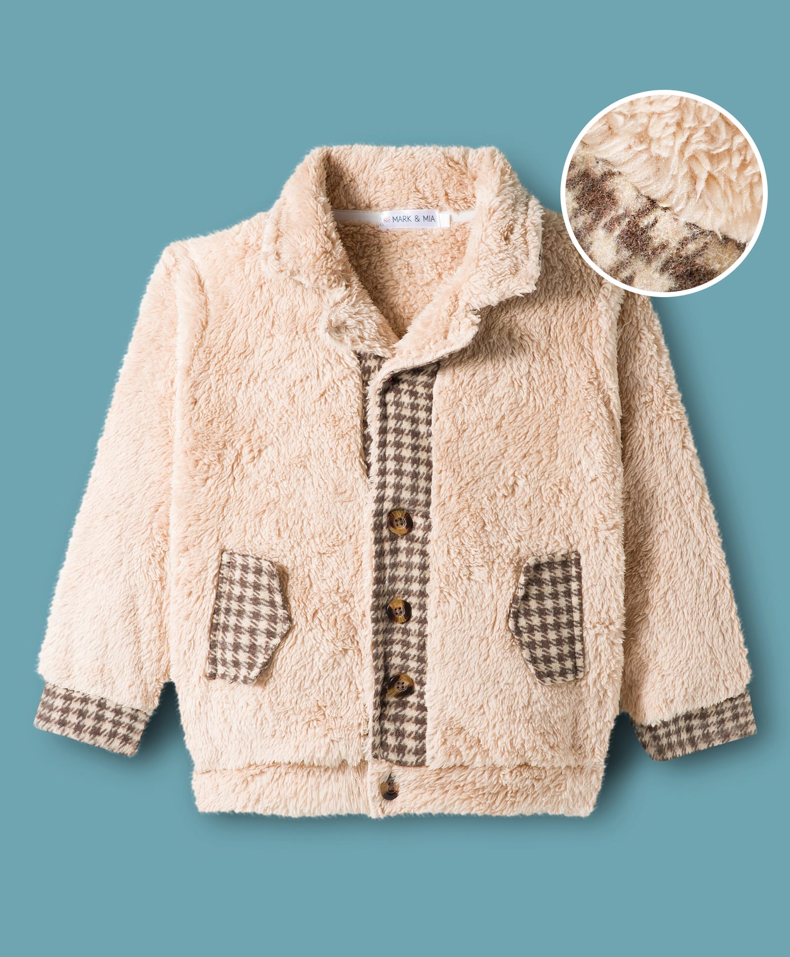 Mark & Mia Full Sleeves Fur Solid Winter Jacket - Khaki-image-20