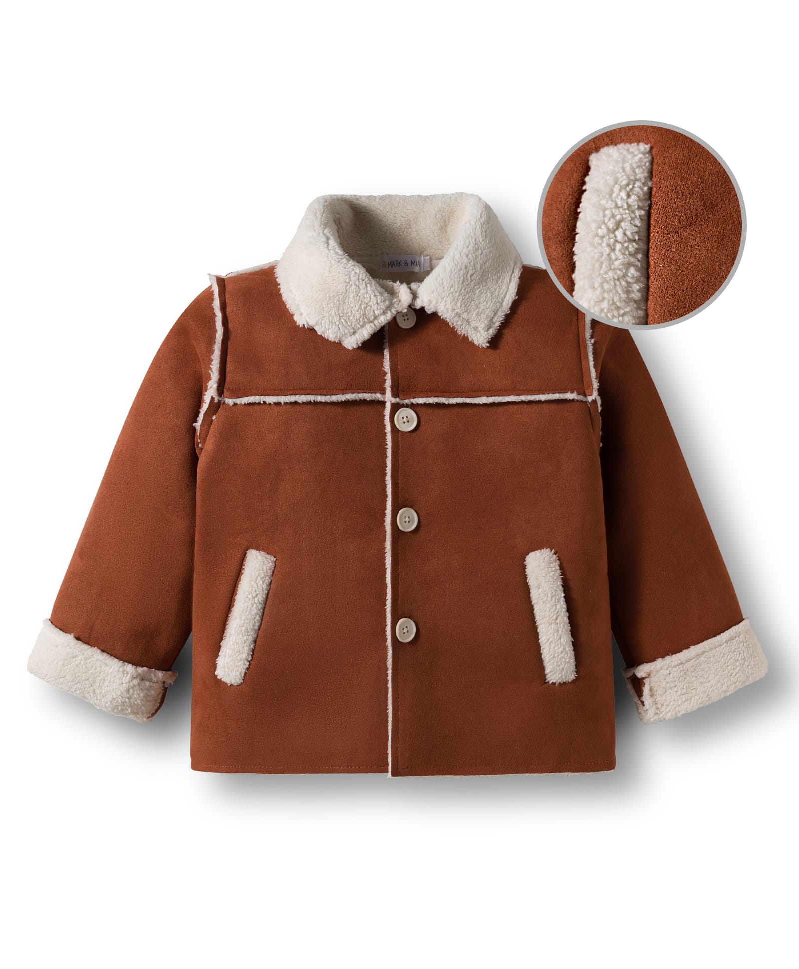 Mark & Mia Full Sleeves Solid Winter Jacket With Fur Collar - Brown-picture-20
