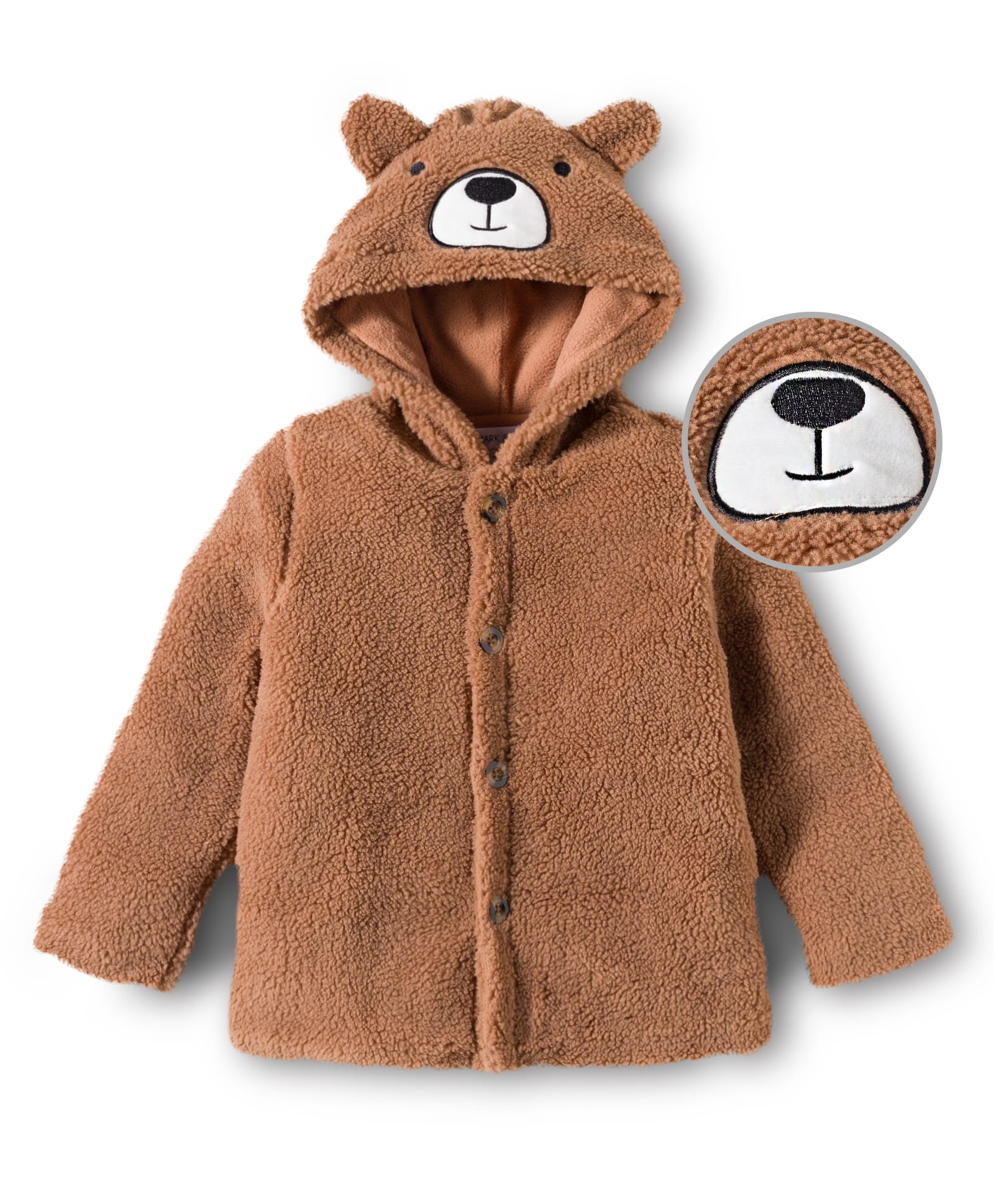 Mark & Mia Full Sleeves Hooded Fur Winter Jacket with Bear Applique - Brown-picture-10
