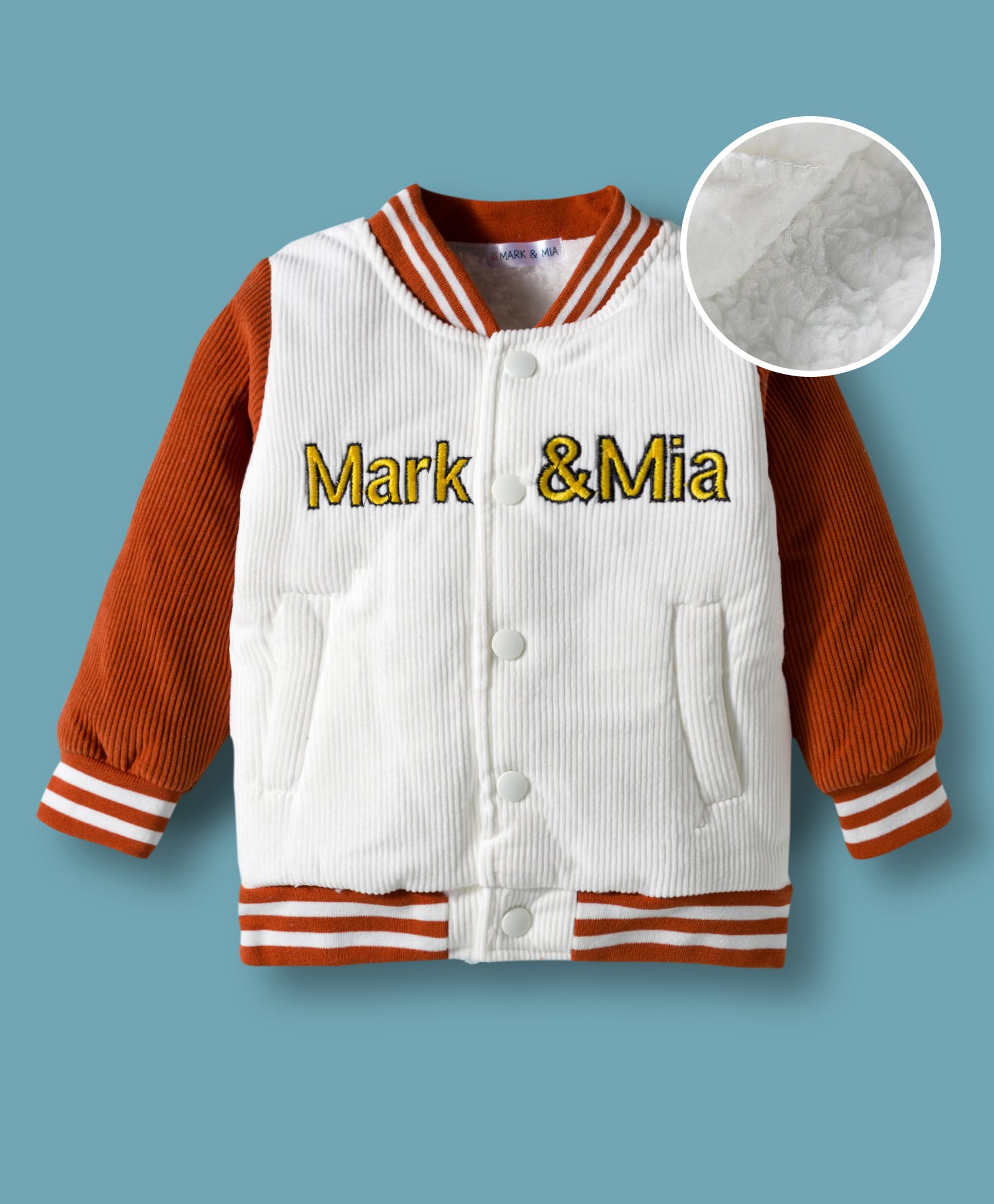 Mark & Mia Full Sleeves Bomber Jacket With Brand Name Embroidery - White-image-40