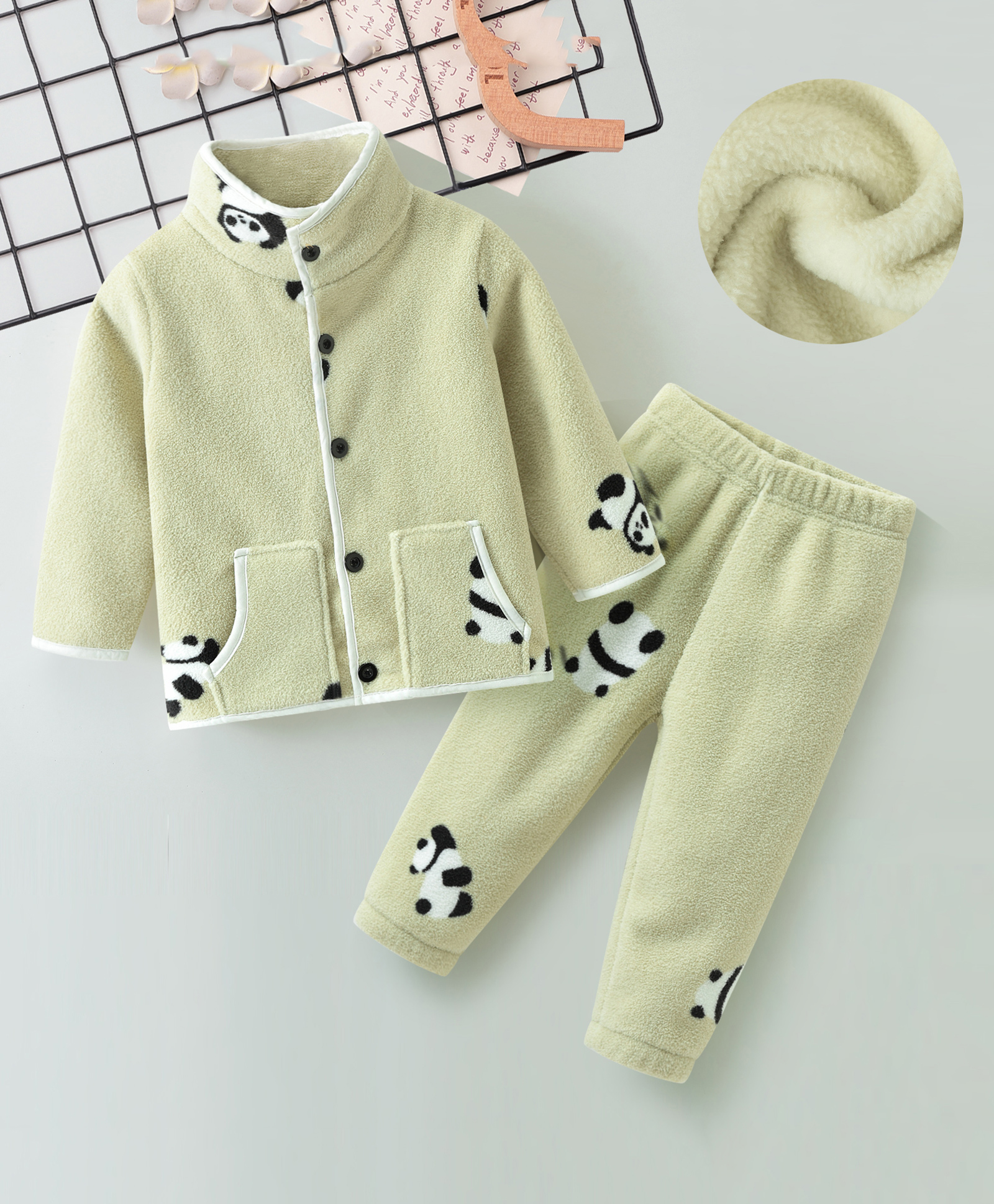 Mark & Mia Full Sleeves Winter Wear Night Suit with Panda Design - Light Green-image-47