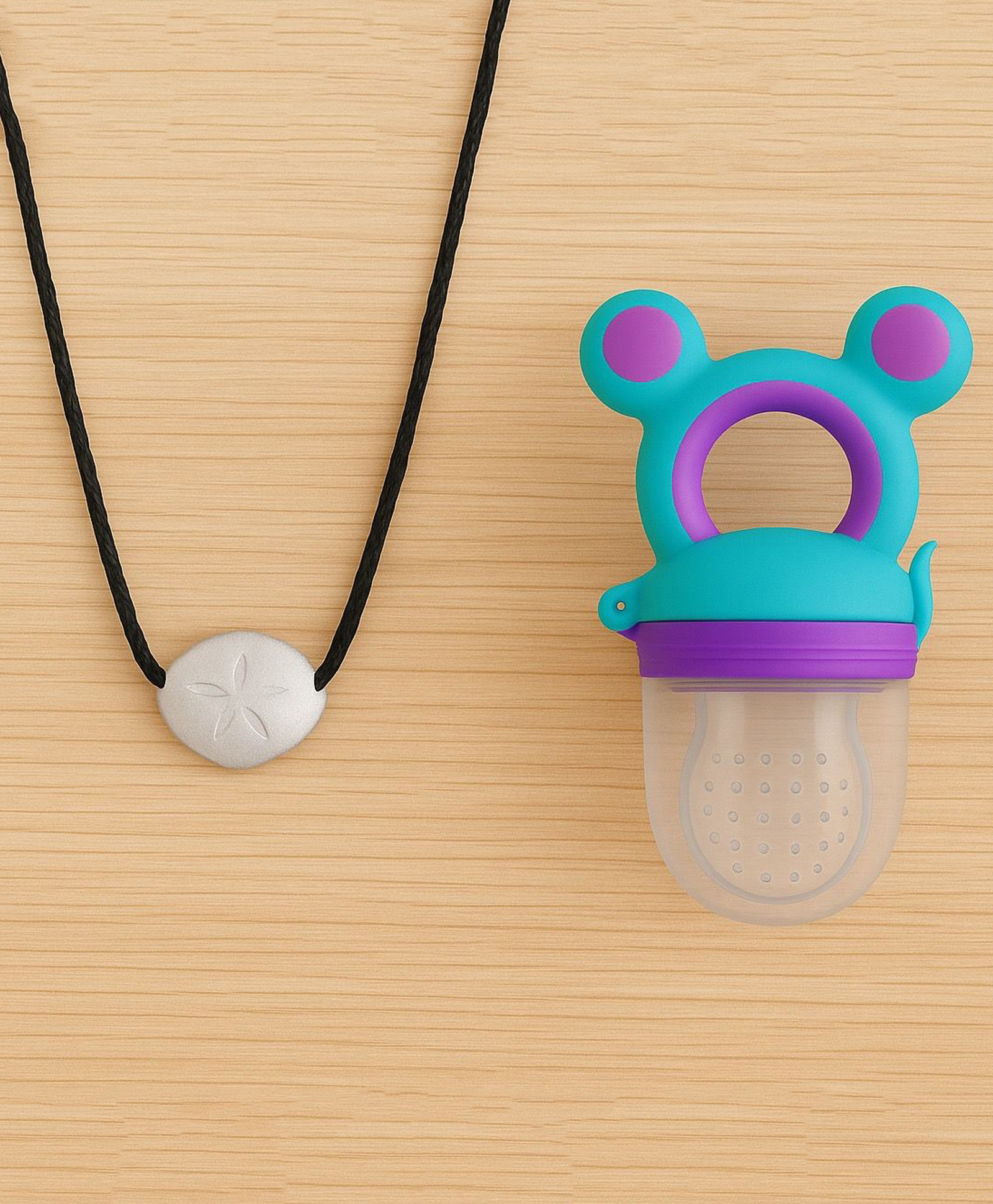 Badal Kidz Moti with Thread for Teething Babies & Oral Care ,Original Tilismi Moti for Baby Teething Pain & 1 Mickey Fruit Nibbler, Beed Moti Pair, Newborn Baby Teether for Teething Pain - Purple-picture-18