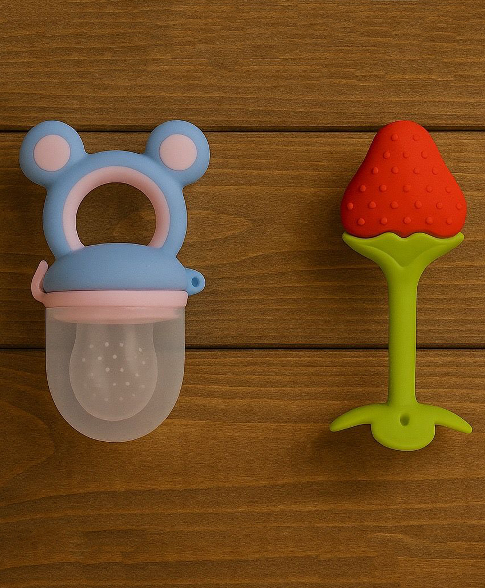 Badal Kidz Presents combo of 2 includes 1 Standing Fruit Teether and 1 Mickey Fruit Feeder - Red, blue-image-36