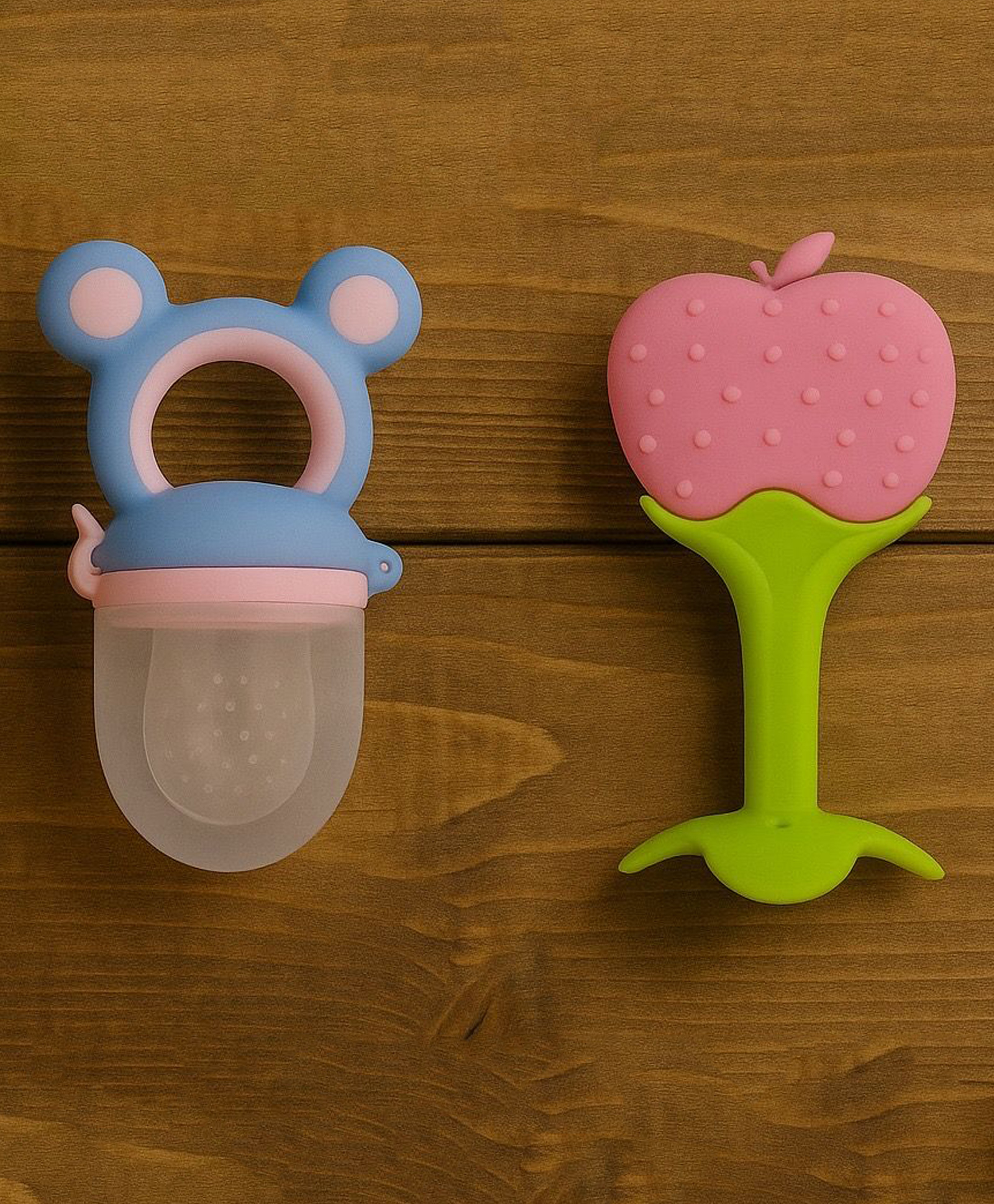 Badal Kidz Presents combo of 2 includes 1 Standing Fruit Teether and 1 Mickey Fruit Feeder - Pink, blue-image-36