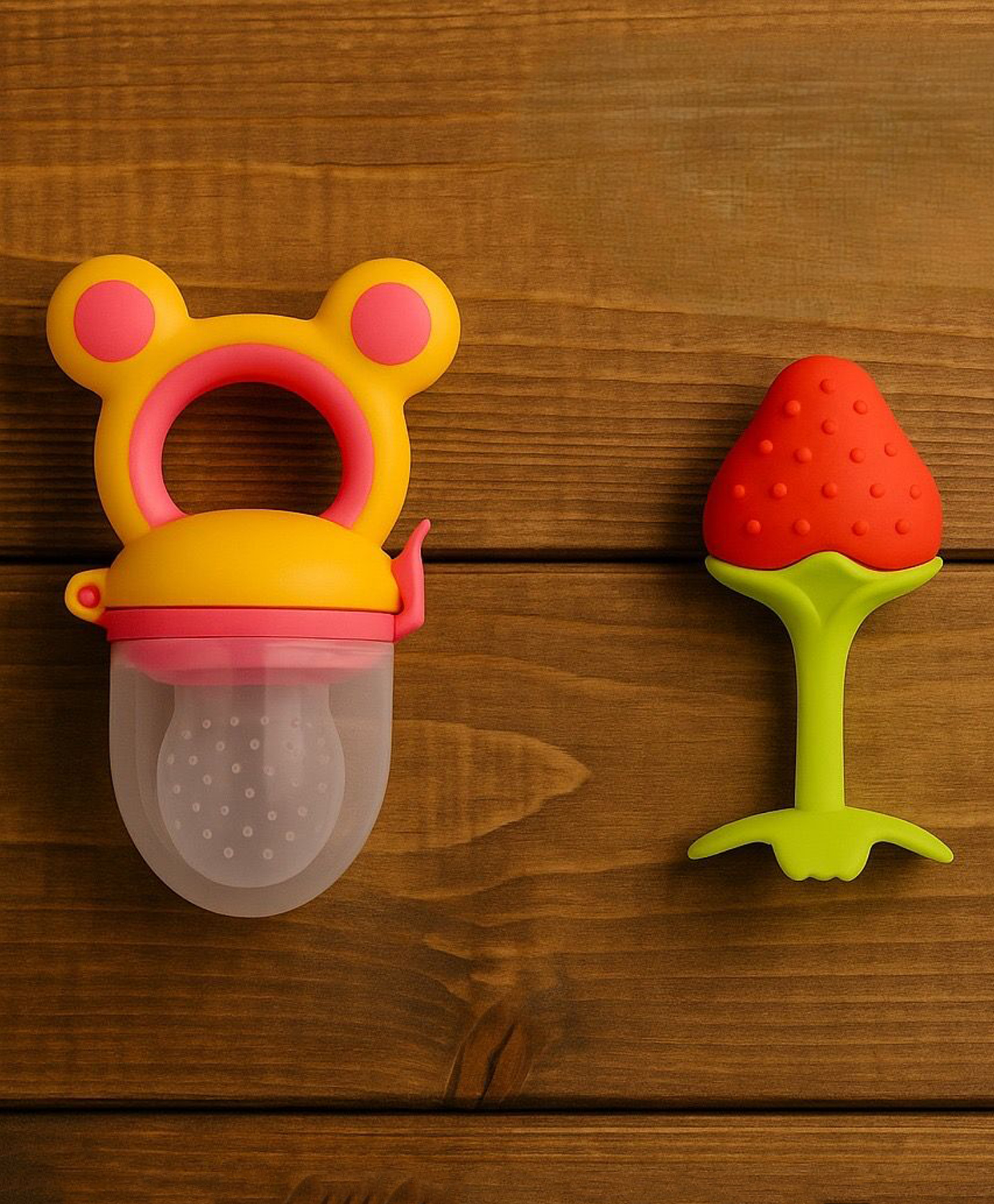 Badal Kidz Presents combo of 2 includes 1 Standing Fruit Teether and 1 Mickey Fruit Feeder - Red, blue-picture-28