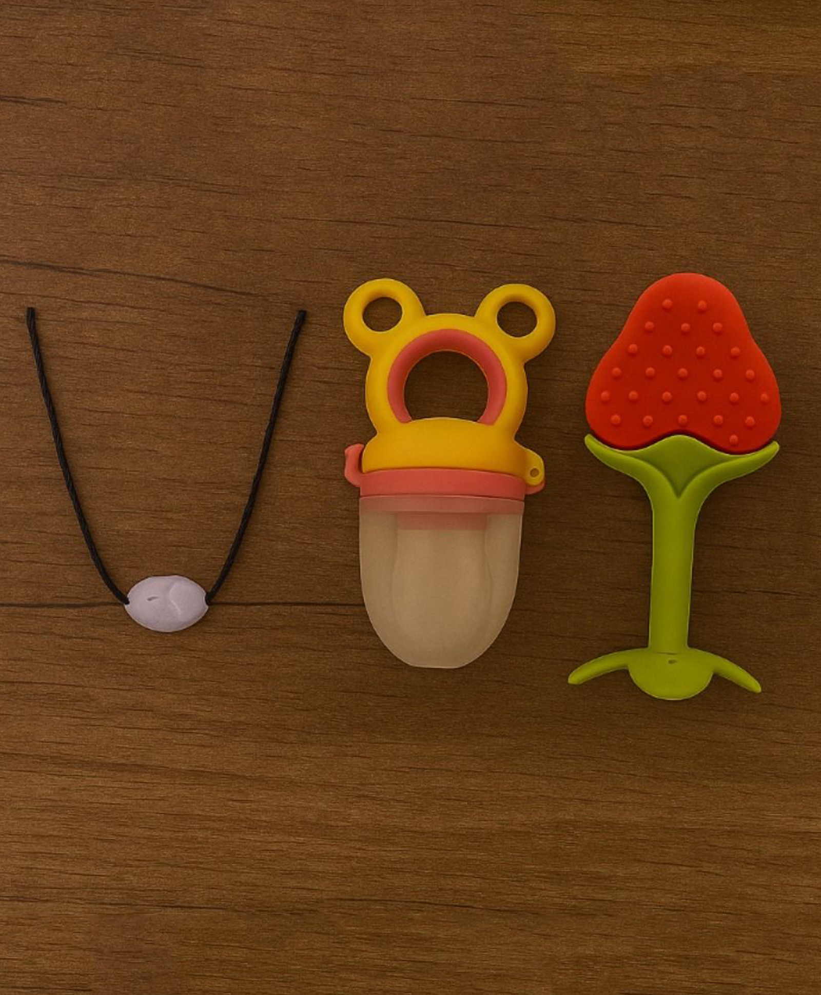 Badal Kidz Presents combo of 3 includes 1 Standing Fruit Teether ,1 Mickey Fruit Feeder and 1 tlismi moti - Red, Pink-image-35
