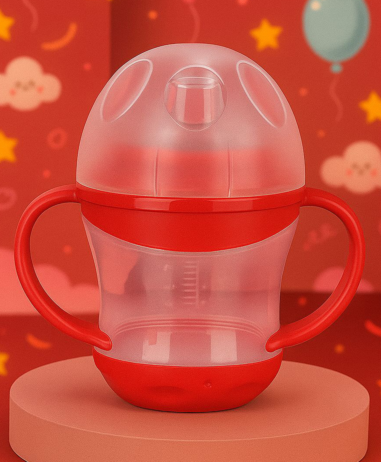 Badal Kidz Unbreakable Baby Spout Sippy Feeding Milk Juices Liquids Silicone Bottle Feeder BPA Free - 160 ml (Red)-picture-28