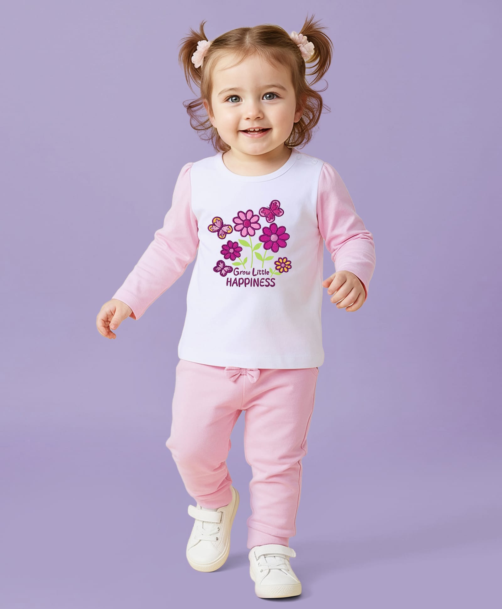 Babyoye 100% Cotton With Eco Jiva Finish Full Sleeves T-Shirt & Leggings Set with Floral Print - Pink-picture-12