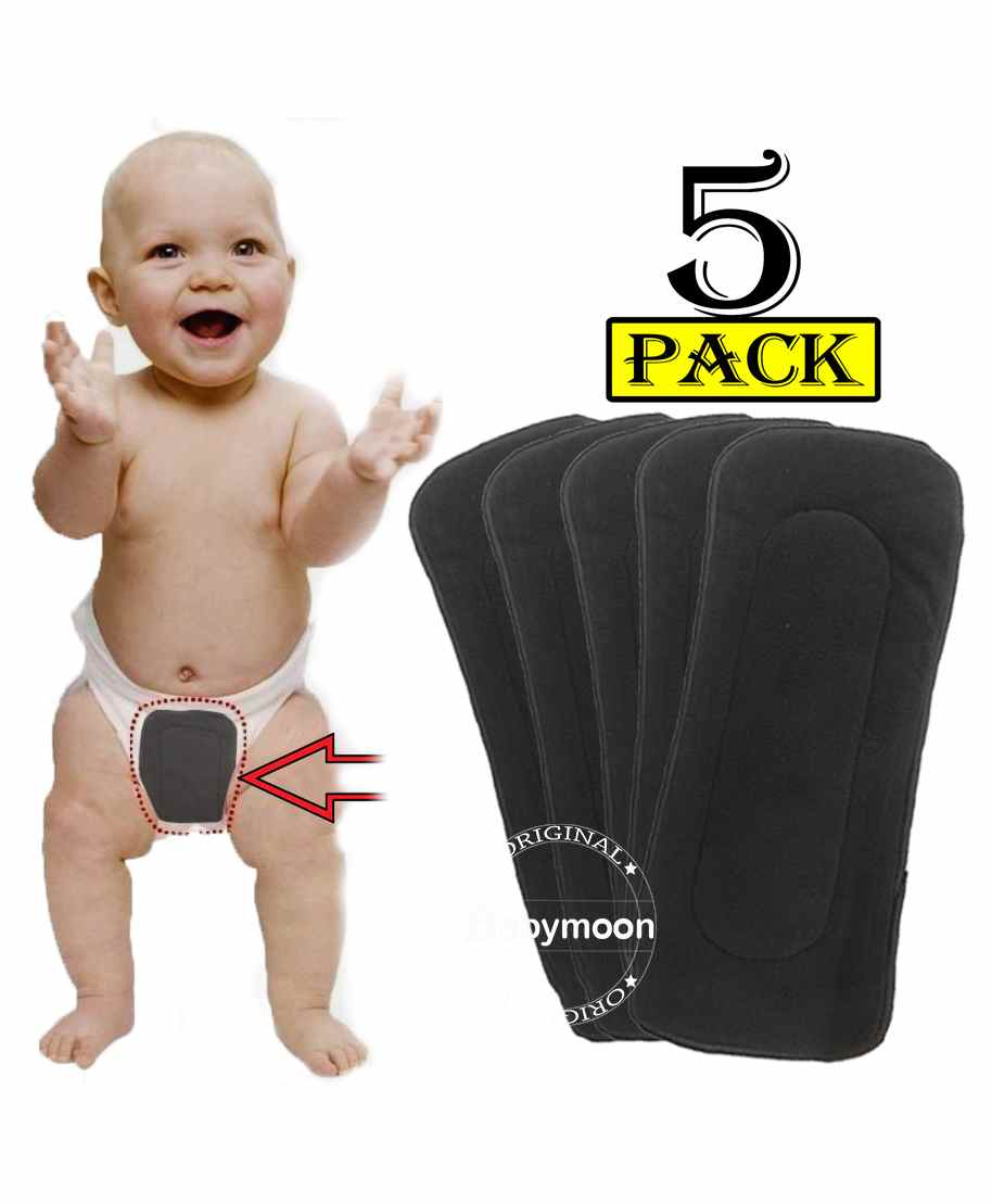 5 Pcs/Set Reusable 4 Layers Bamboo Charcoal Soft Baby Cloth Nappy Diaper YP 